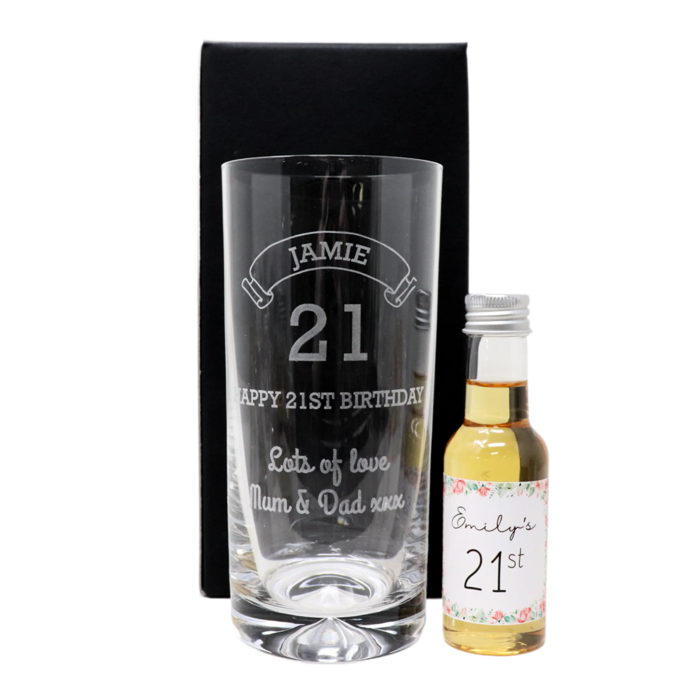 Personalised Birthday Age Highball Glass & Roses Miniature Alcohol Bottle - Image 4