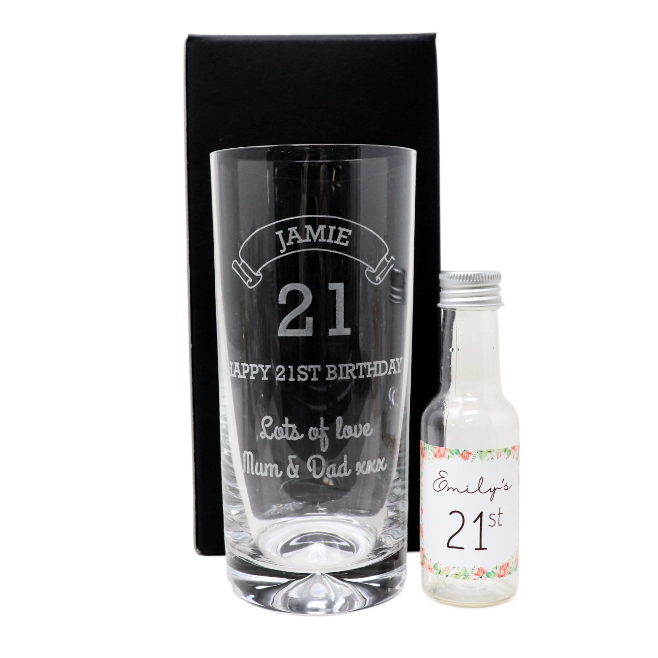 Personalised Birthday Age Highball Glass & Roses Miniature Alcohol Bottle - Image 5