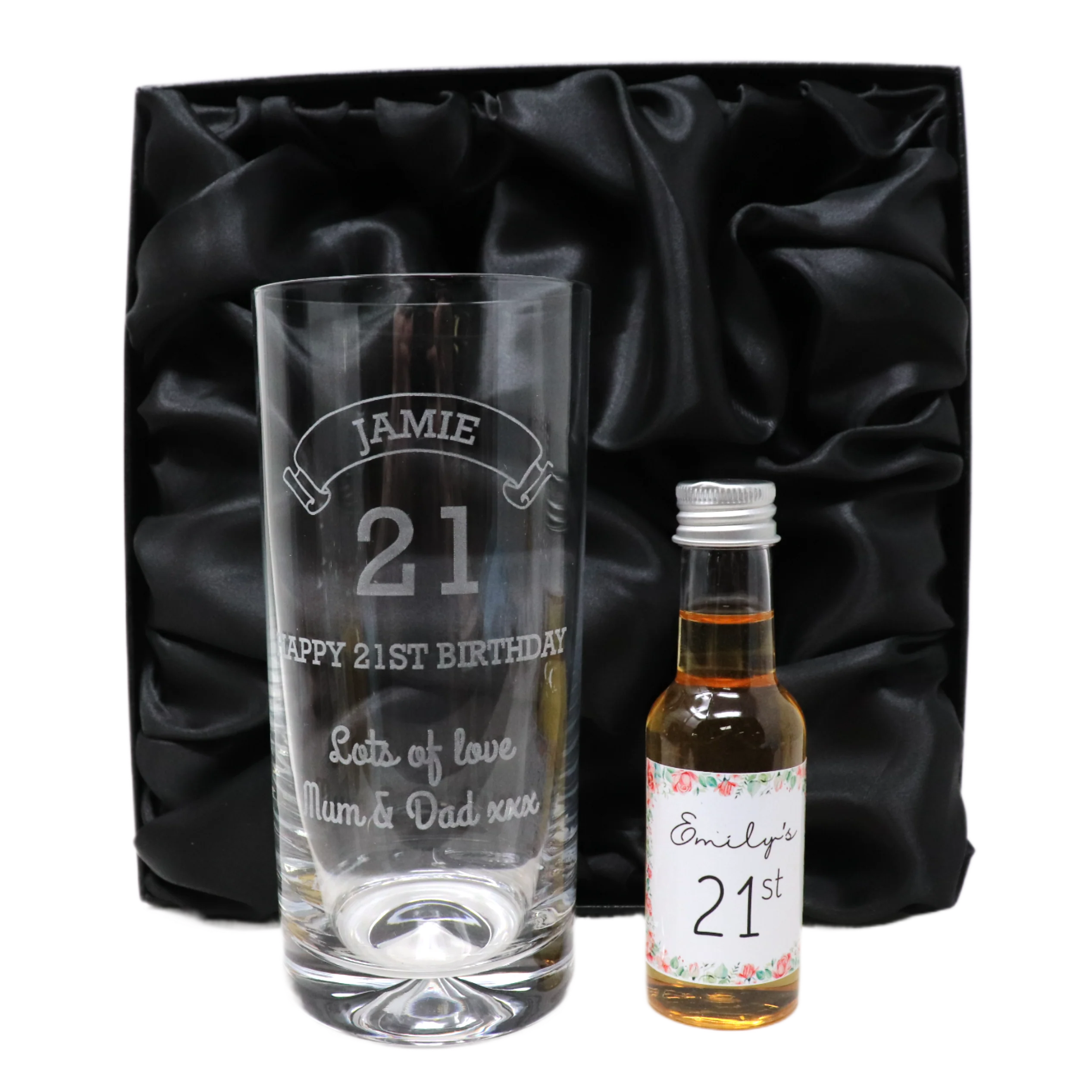 Personalised Birthday Age Highball Glass & Roses Miniature Alcohol Bottle - Image 6