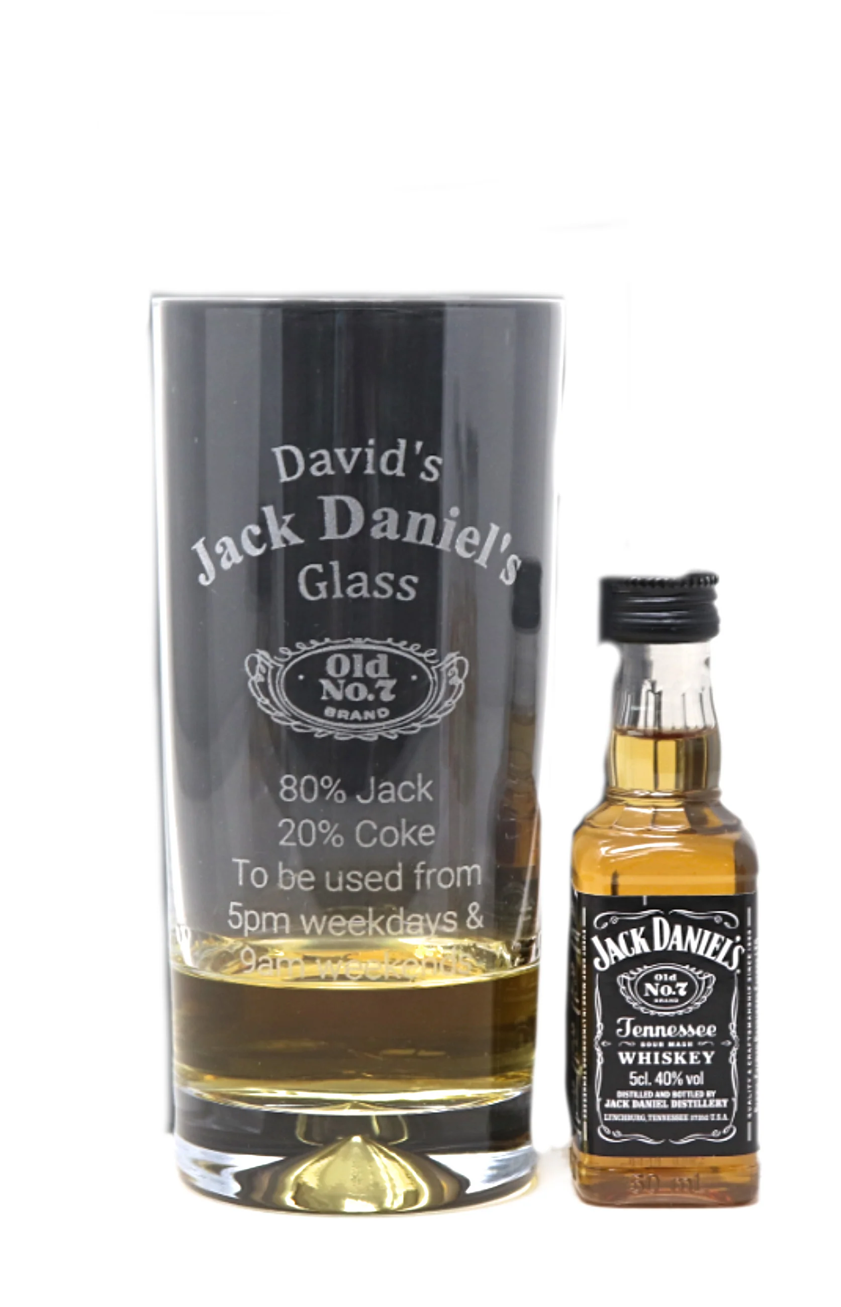 Personalised Highball Glass & Miniature - Jack Daniels % Design - Image 19