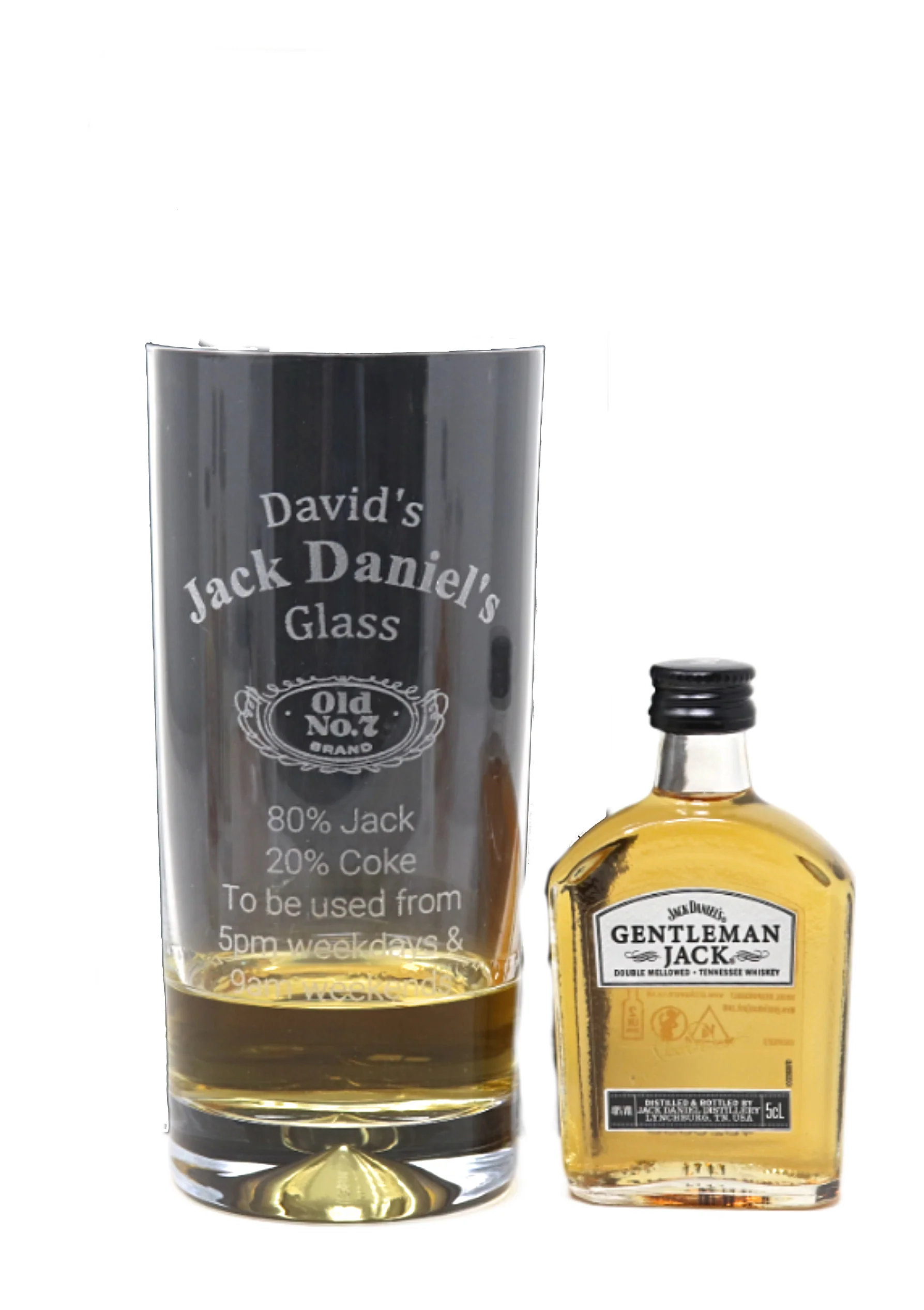 Personalised Highball Glass & Miniature - Jack Daniels % Design - Image 23