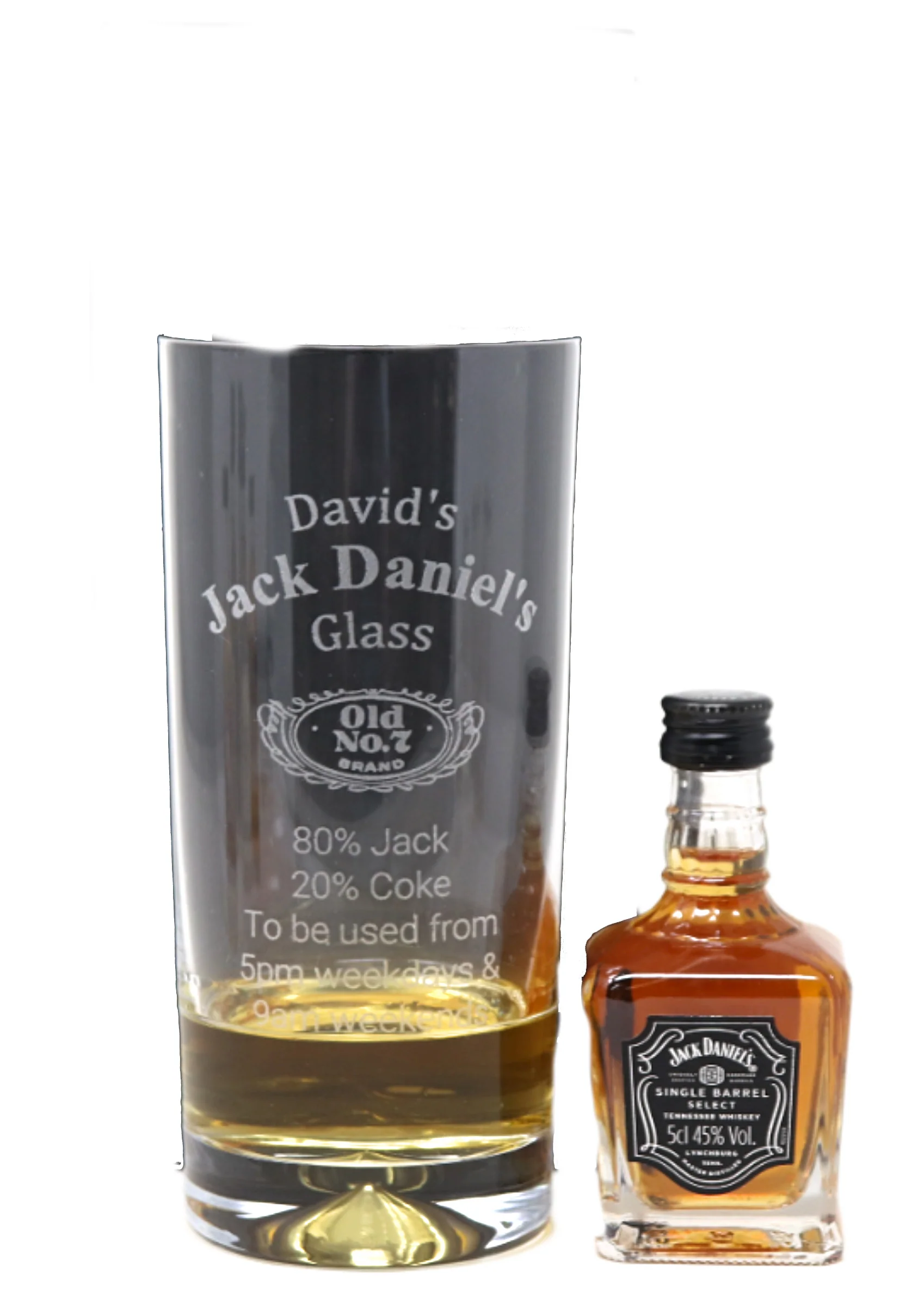 Personalised Highball Glass & Miniature - Jack Daniels % Design - Image 24