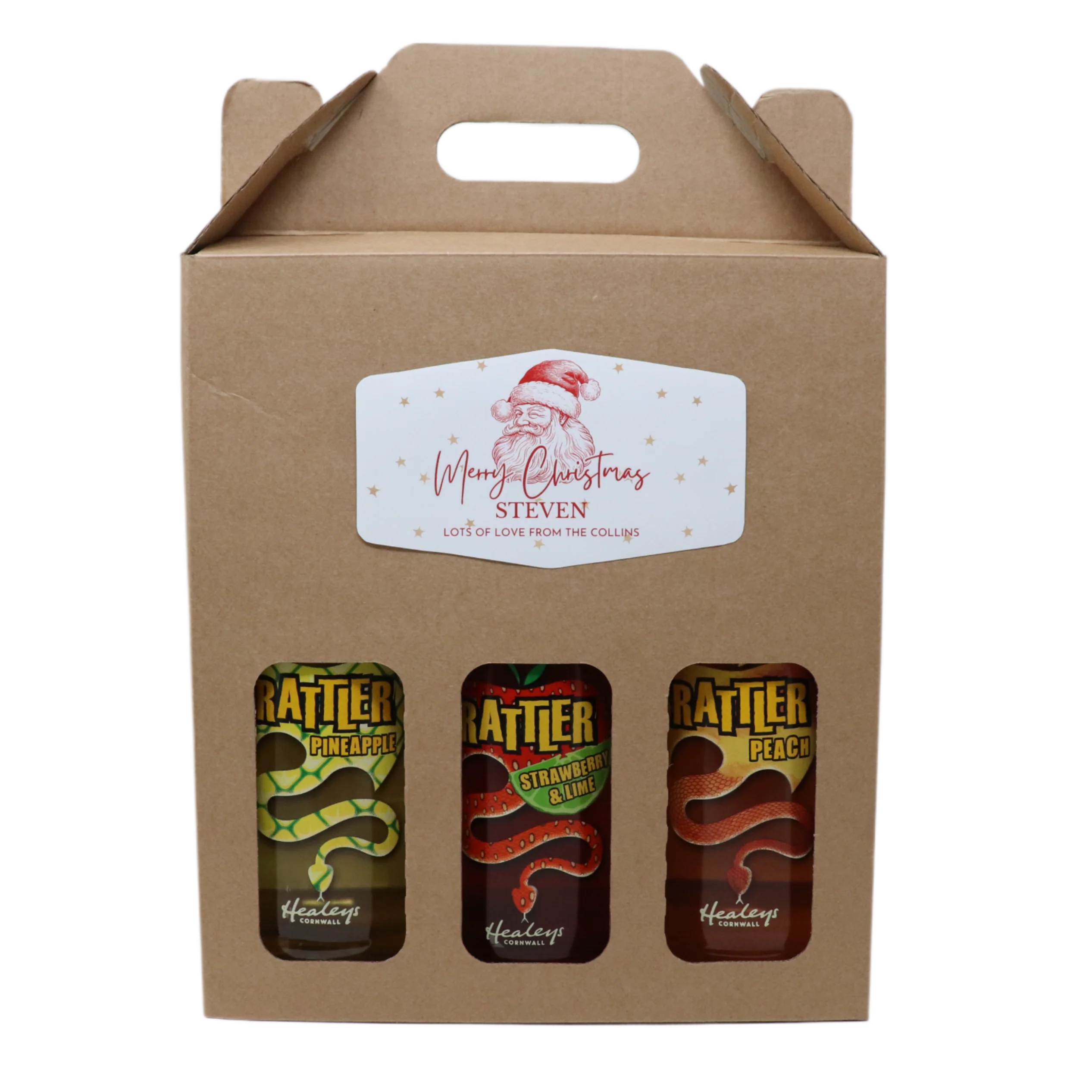 Personalised Kraft Cider Box & 3 Bottles of Cider Gift Set - Father Christmas Label - Image 4