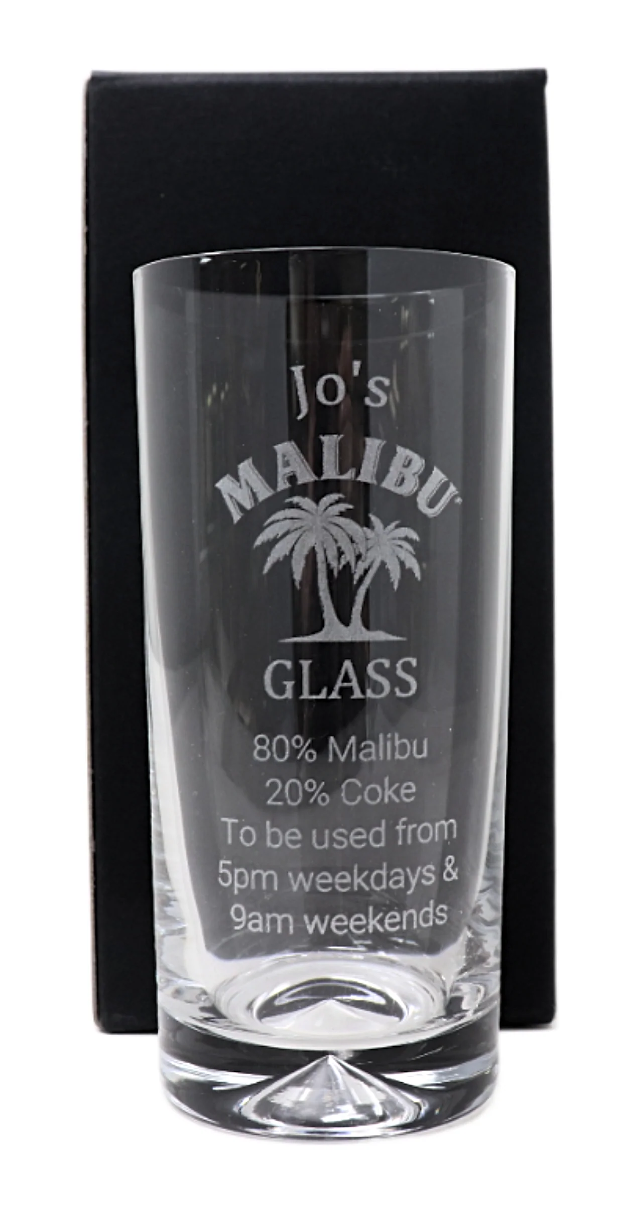 Personalised Engraved Highball Glass & Miniature Alcohol Gift Set - Malibu % Design - Image 3
