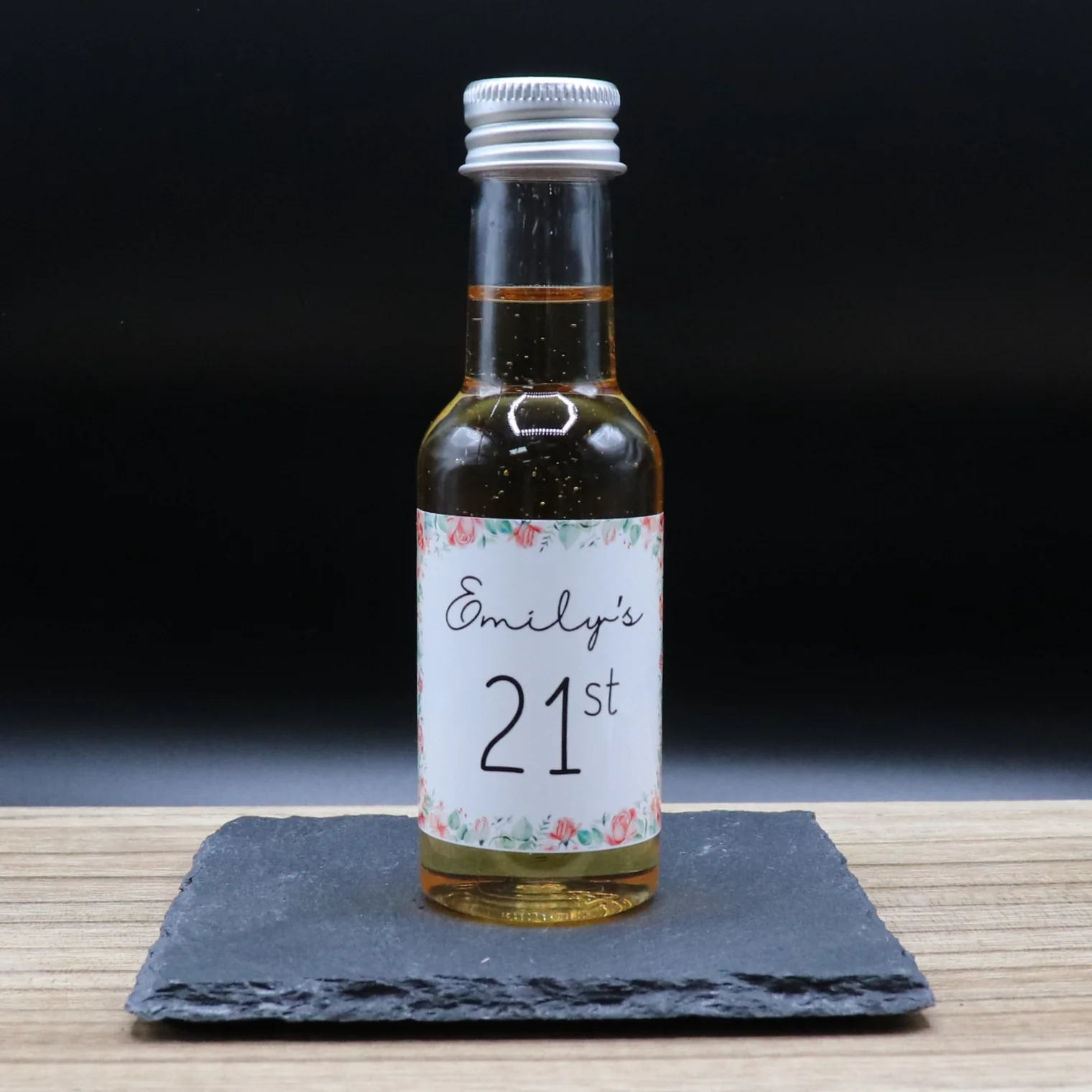 Personalised Miniature Alcohol Bottles - Birthday Age Roses Design