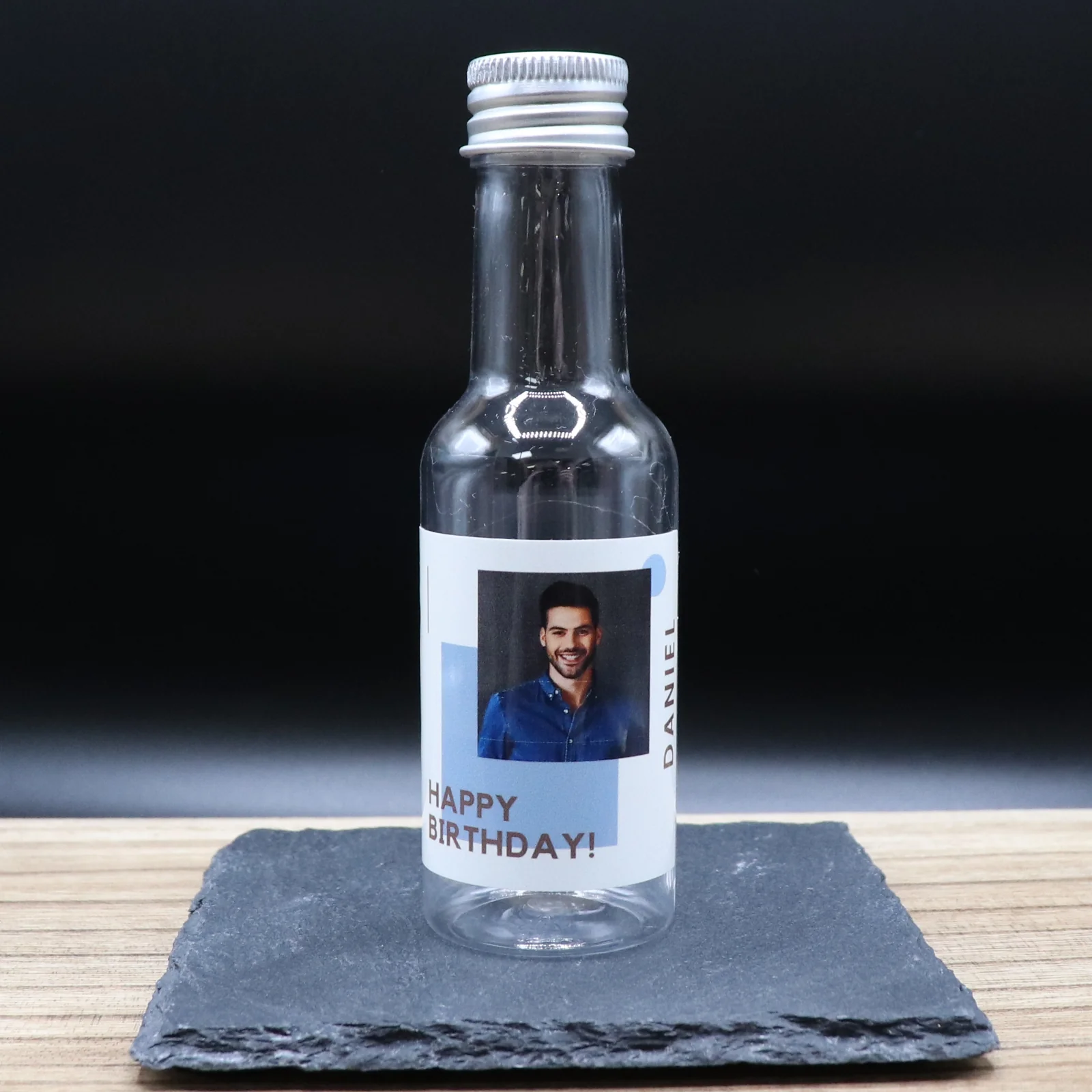 Personalised Miniature Alcohol Bottles - Birthday Blue Photo Design - Image 2