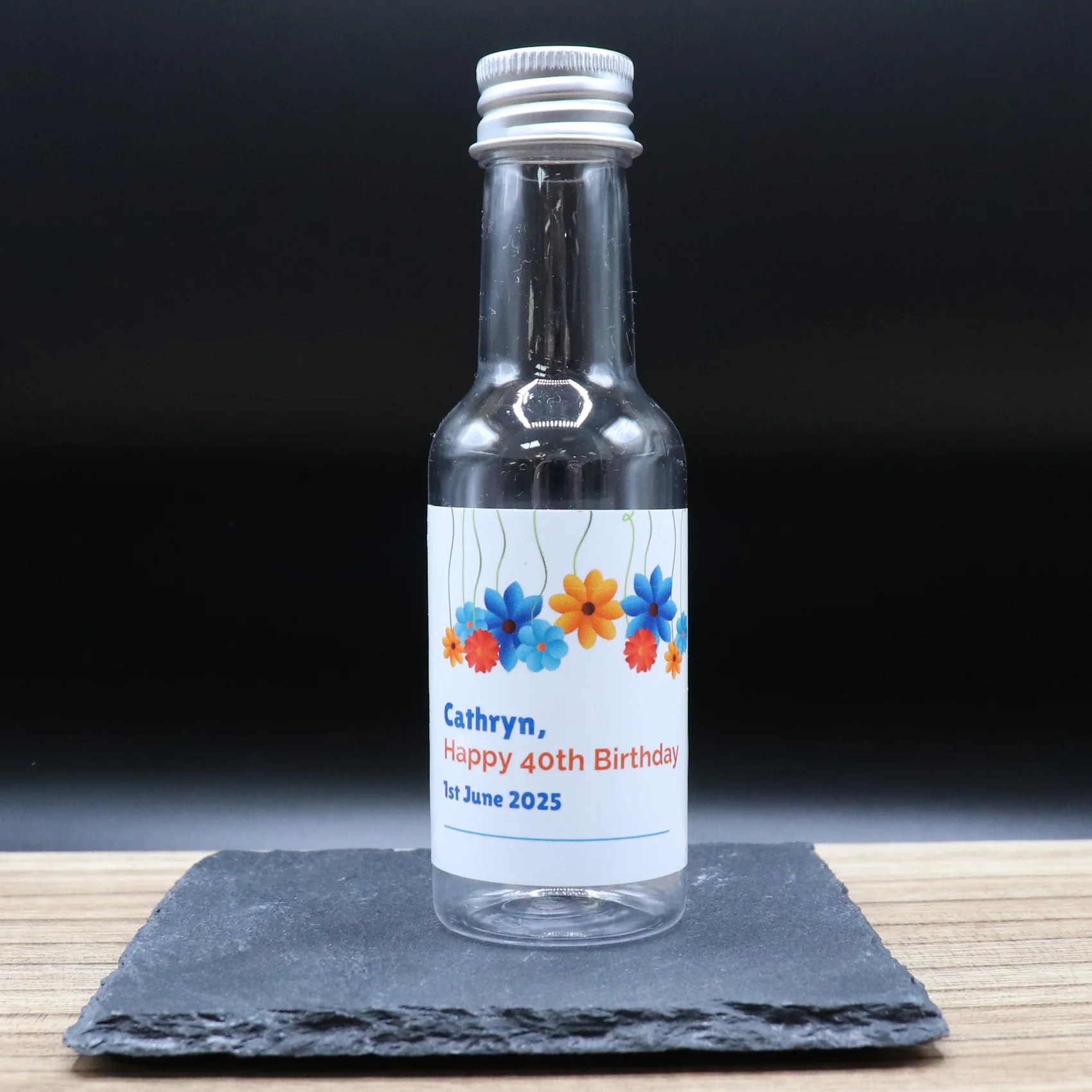 Personalised Miniature Alcohol Bottles - Birthday Bright Flowers Design - Image 2