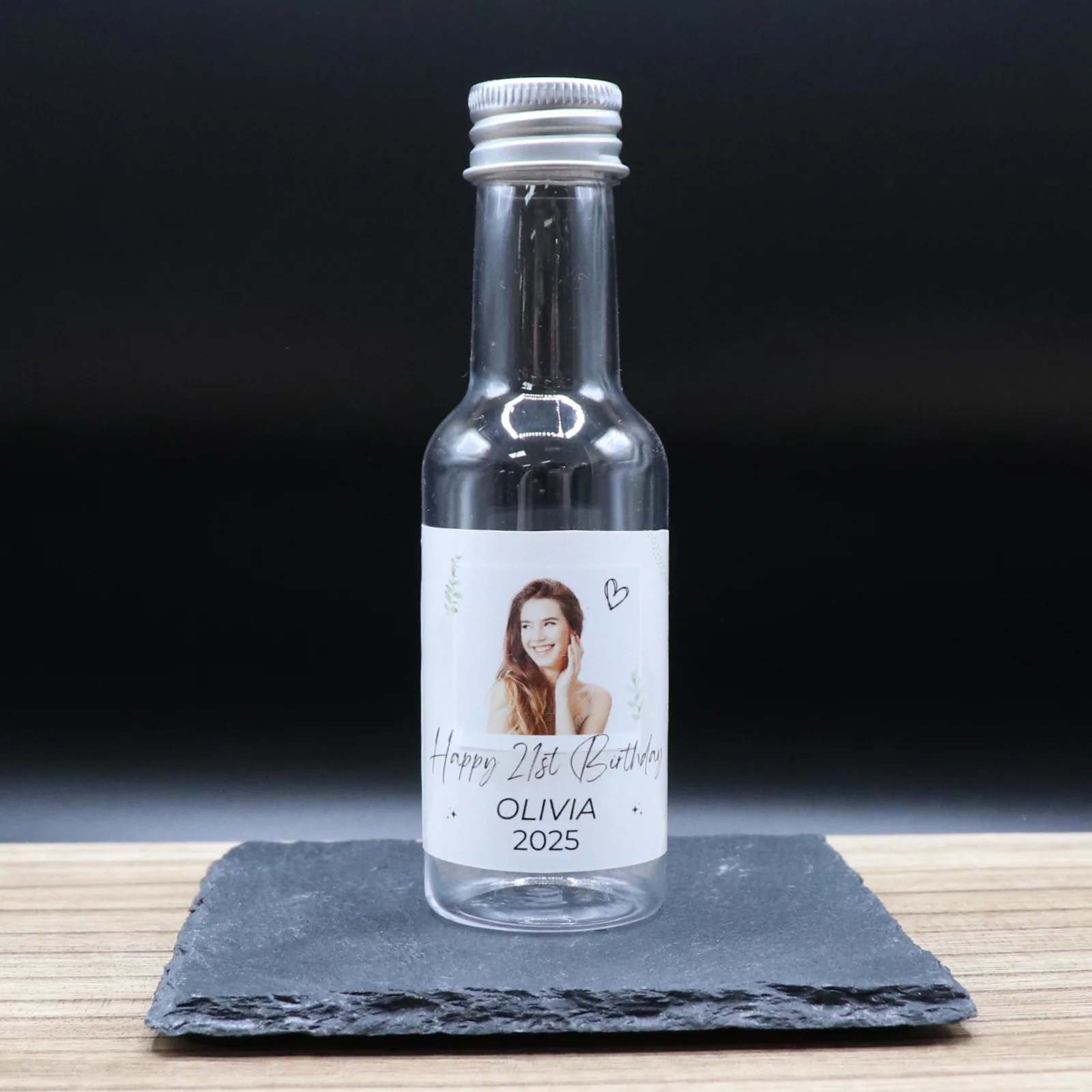 Personalised Miniature Alcohol Bottles - Birthday Photo Heart Design - Image 2