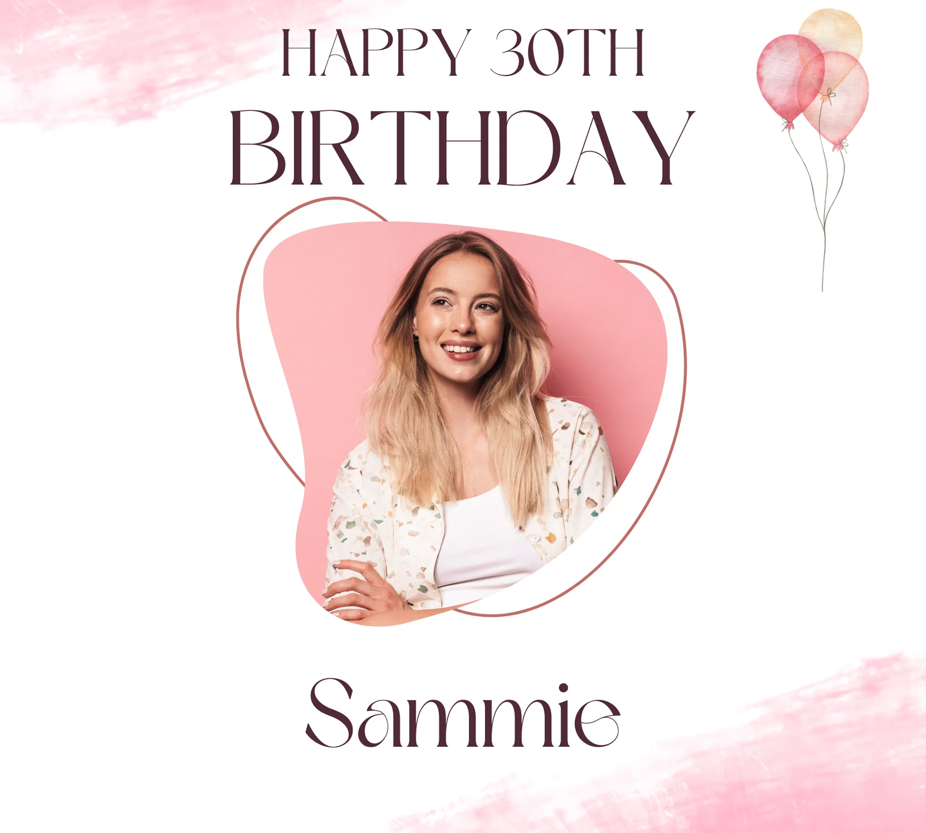 Personalised Miniature Alcohol Bottles - Birthday Pink Balloons Photo Design - Image 3