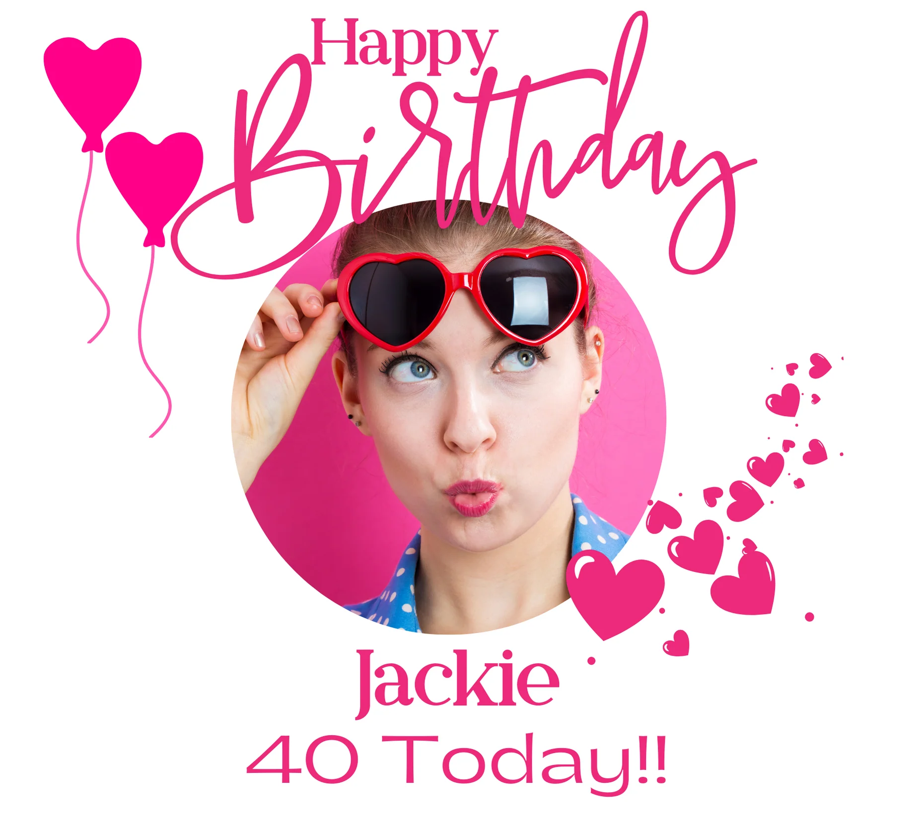 Personalised Miniature Alcohol Bottles - Birthday Pink Hearts Photo Design - Image 3