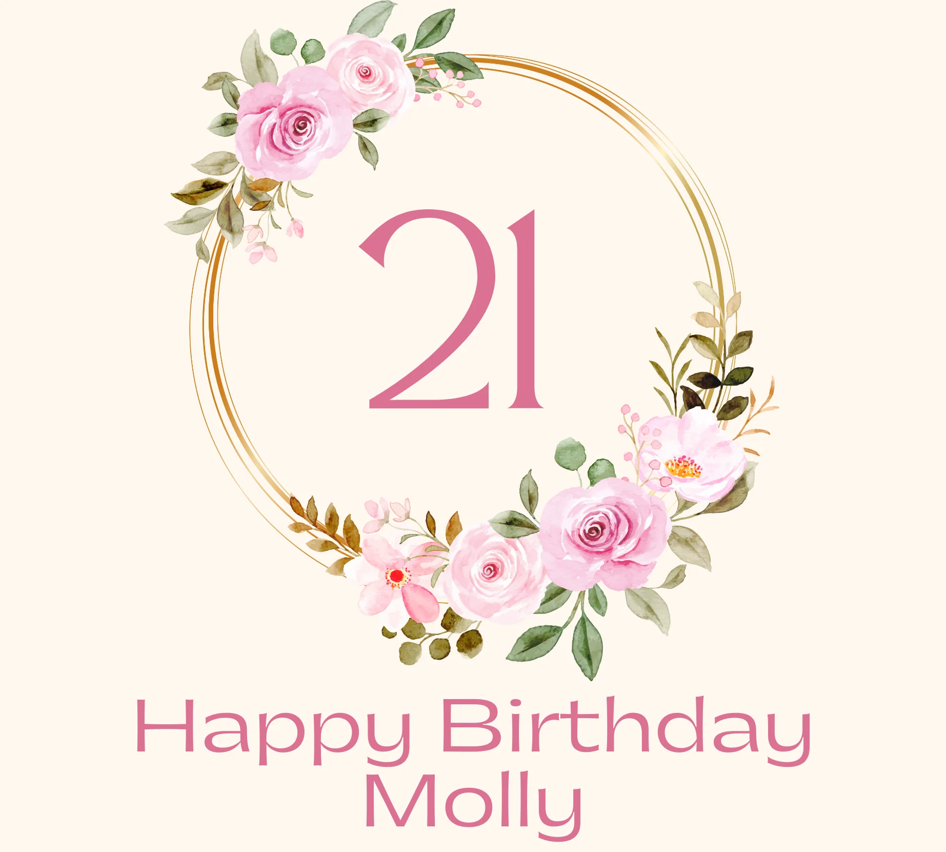 Personalised Miniature Alcohol Bottles - Birthday Pink Flowers Circle Design - Image 3