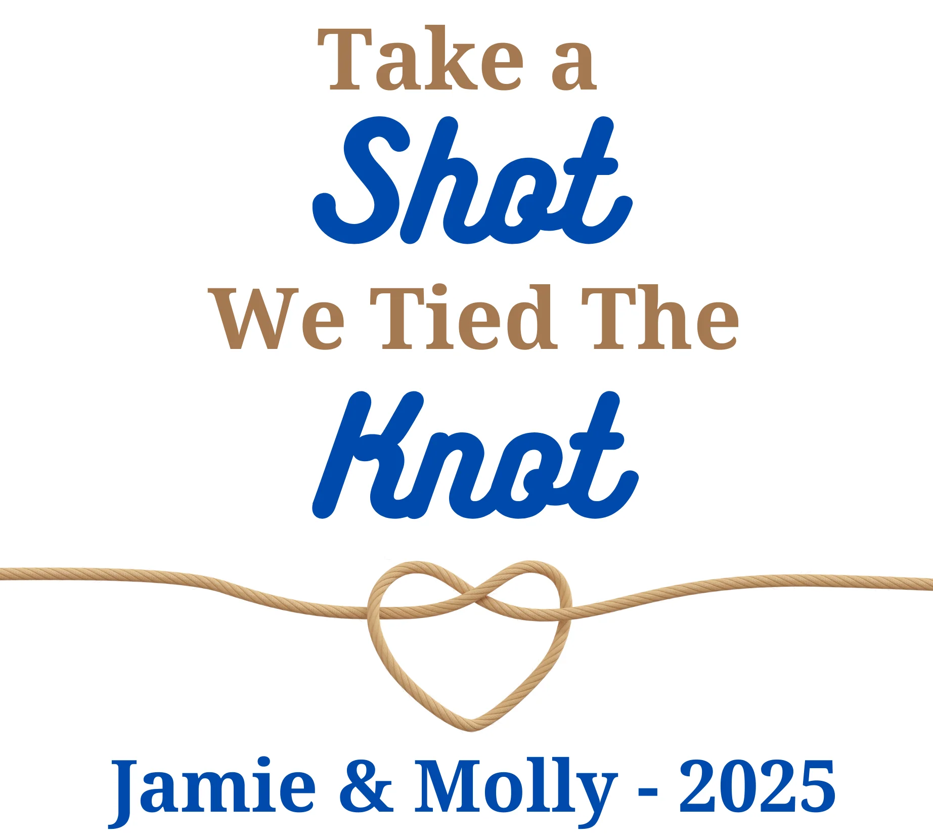 Personalised Miniature Alcohol Bottles Wedding Favours  - Take A Shot Knot Design - Image 3