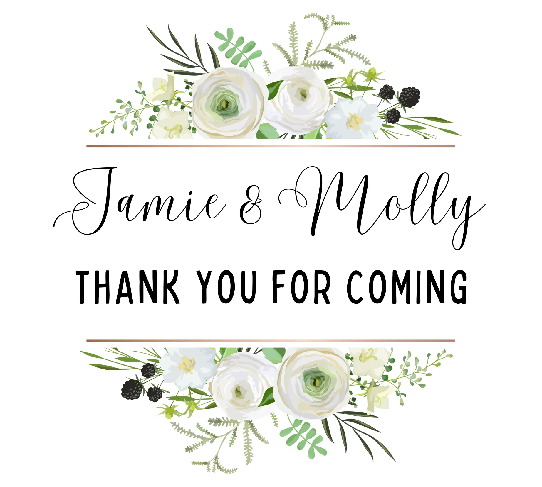 Personalised Miniature Alcohol Bottles Wedding Favours  - Thank You White Roses Design - Image 3