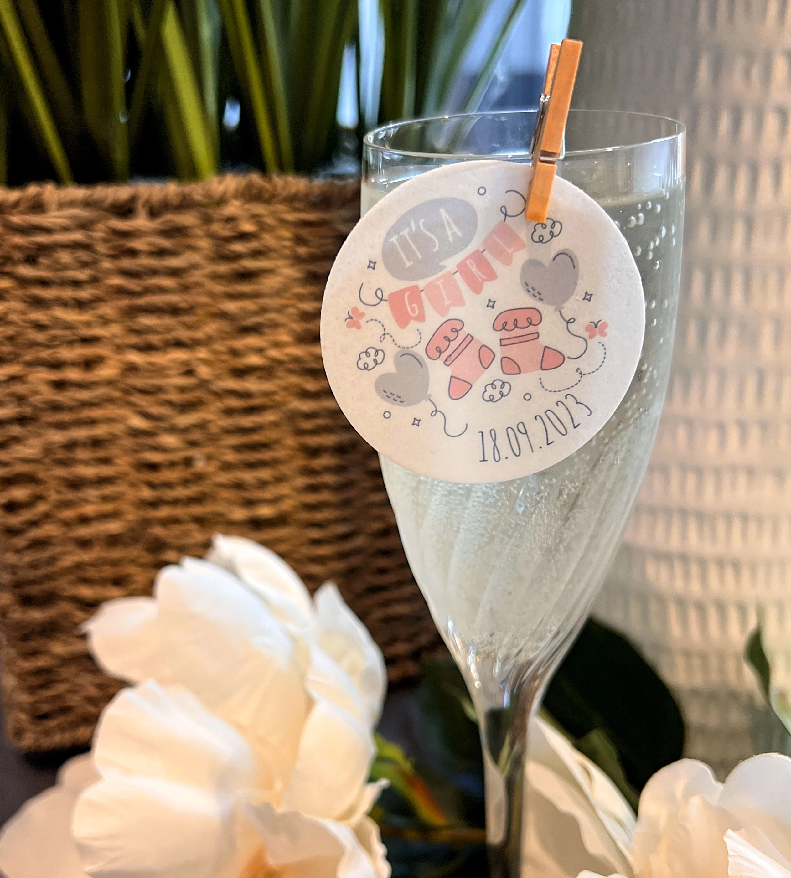 Personalised New Baby Girl Edible Cocktail Drink Toppers - Image 3