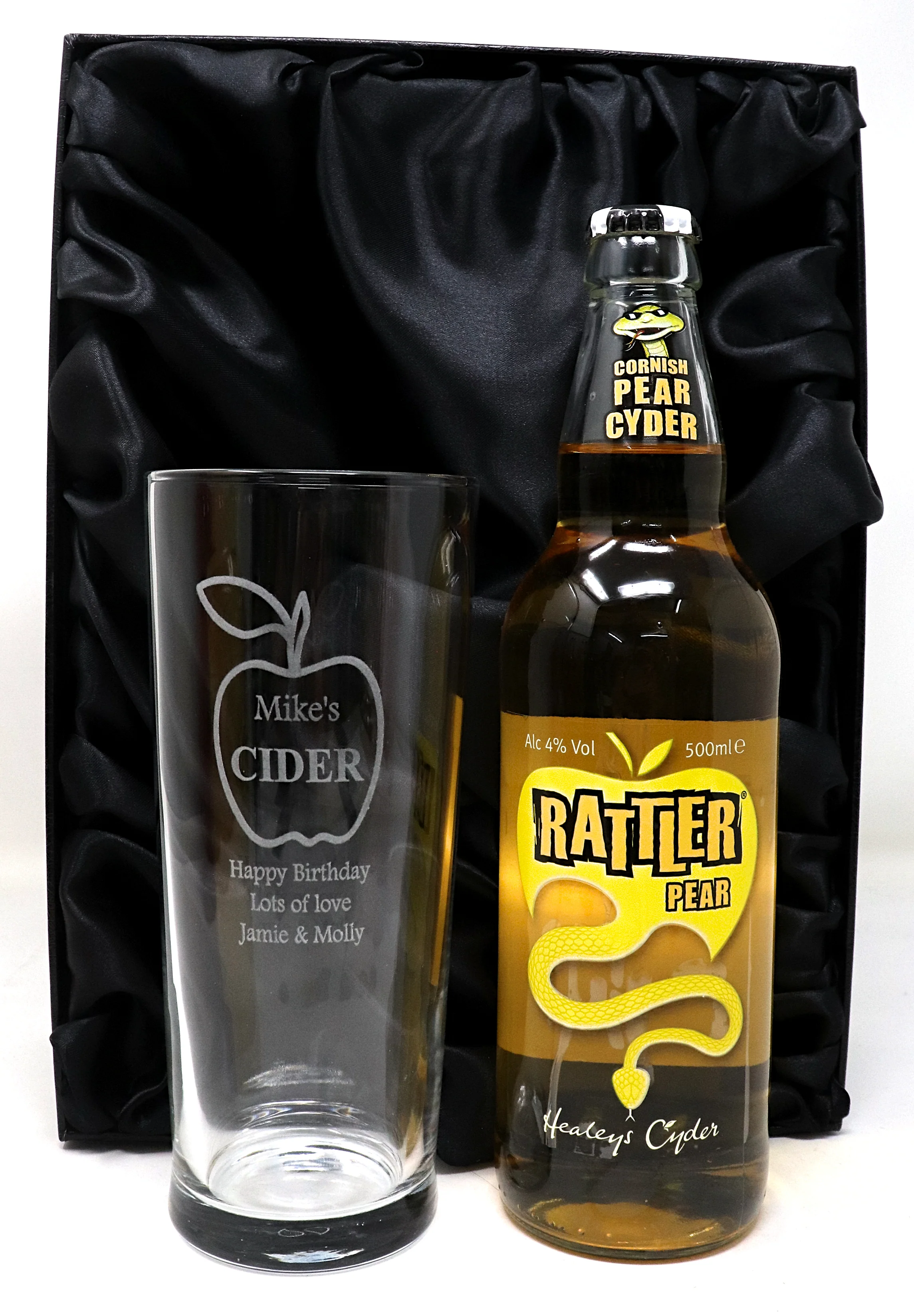 Personalised Pint Glass & Cider Gift Set - Apple Cider Design