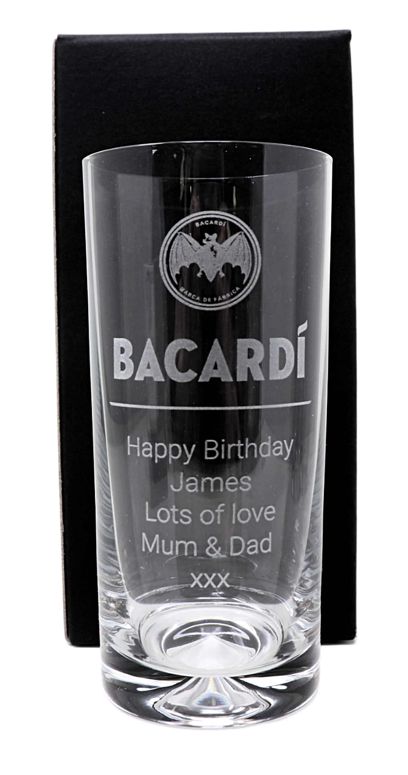 Personalised Pair of Highball Glasses & Bacardi - Label Design - Image 3
