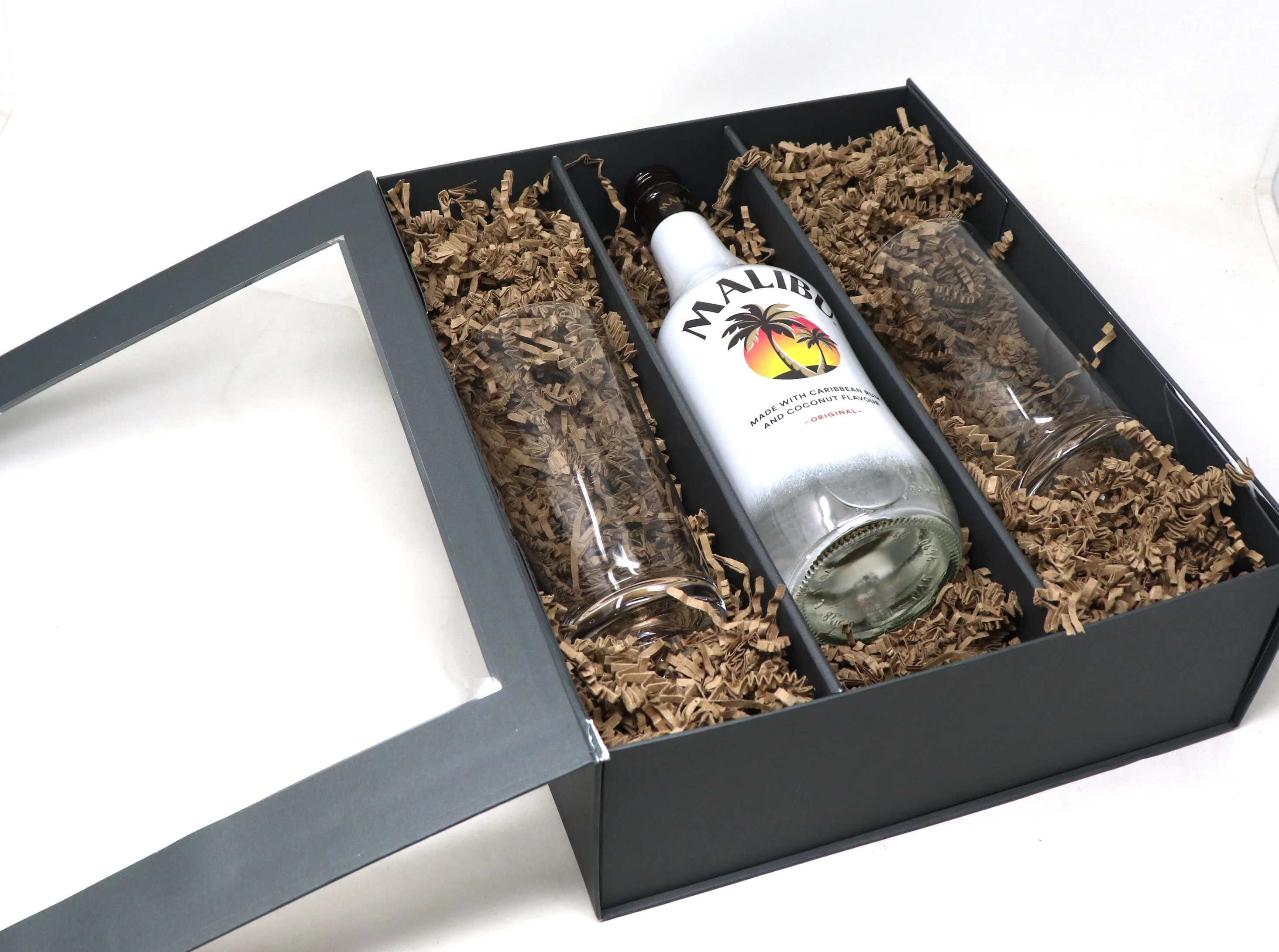 Personalised Pair of Highball Glasses & Malibu - Label Design - Image 4
