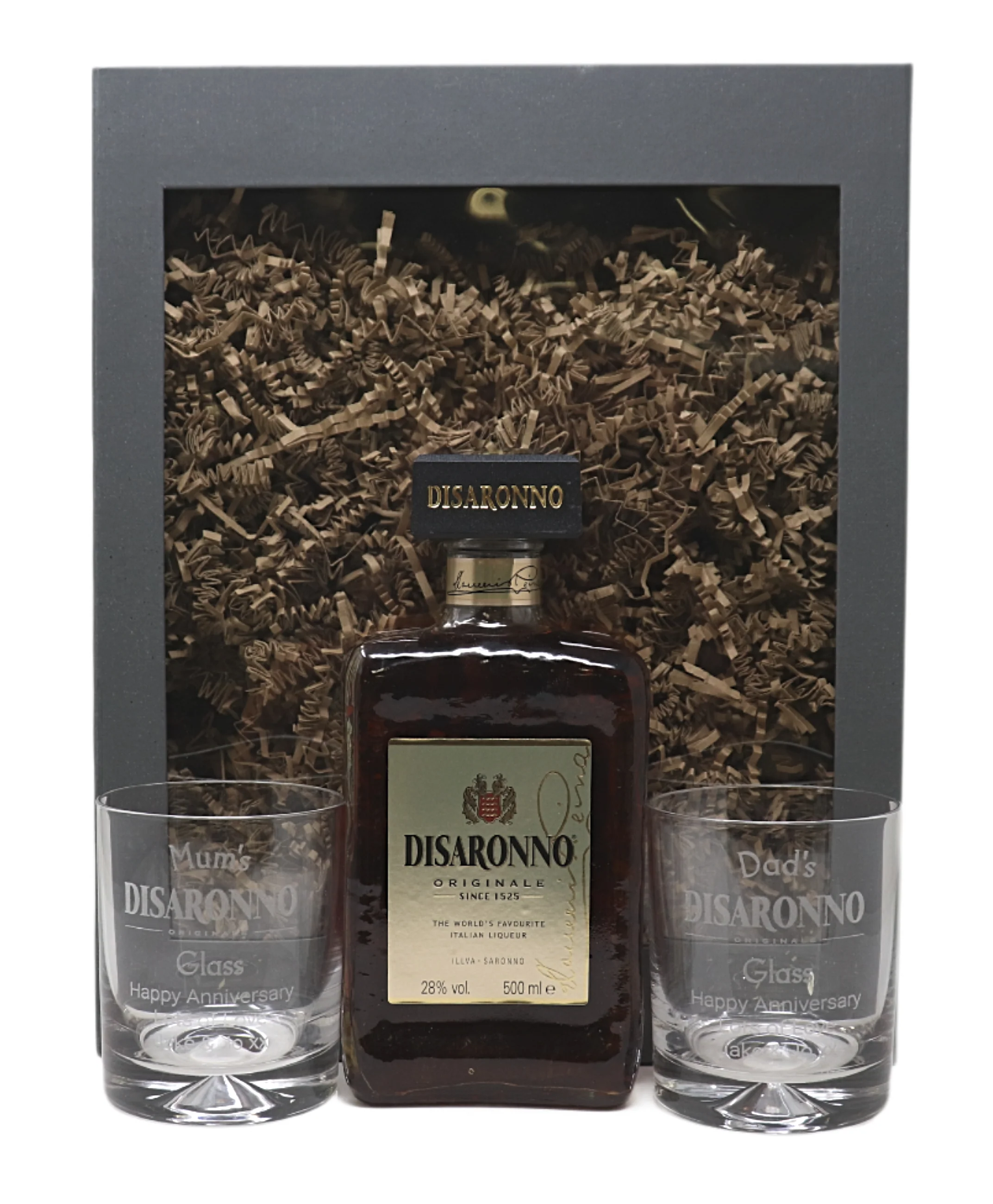 Personalised Pair of Glass Tumblers & 50cl Disaronno - Disaronno Design - Image 2