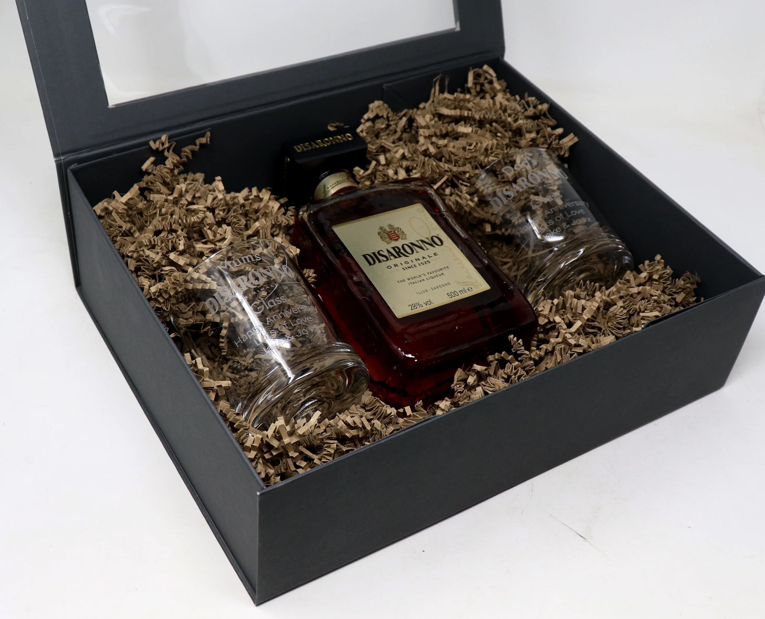 Personalised Pair of Glass Tumblers & 50cl Disaronno - Disaronno Design - Image 3