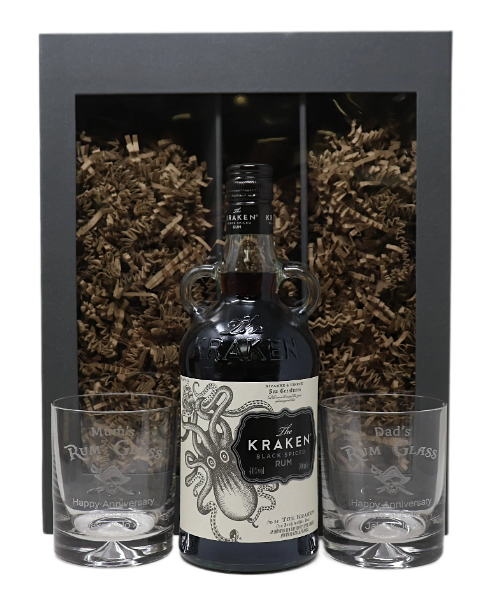 Personalised Pair of Glass Tumblers & 70cl Kraken - Rum Design - Image 2