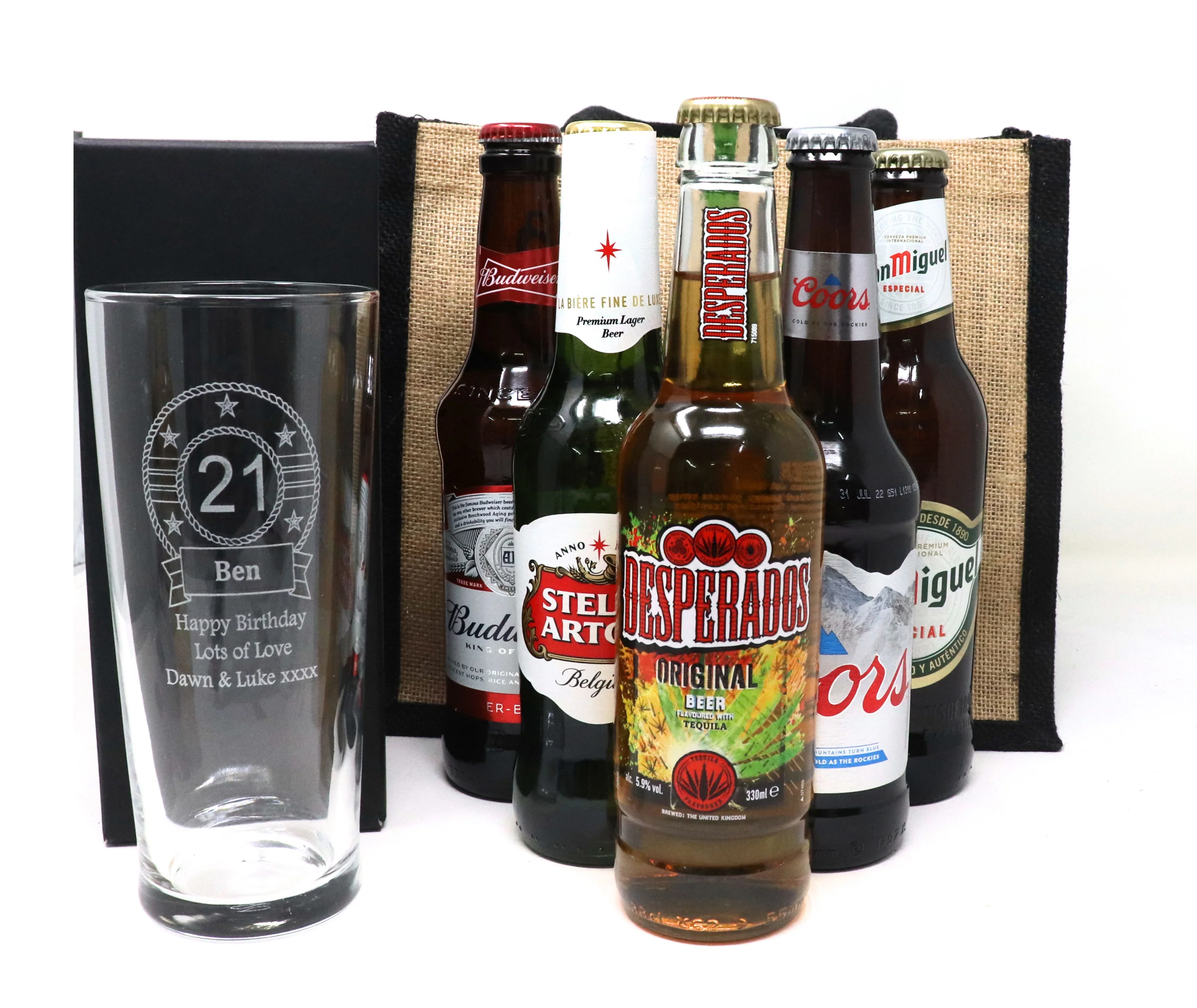 Personalised Birthday Pint Glass & 6 Bottles of Beer Gift Set