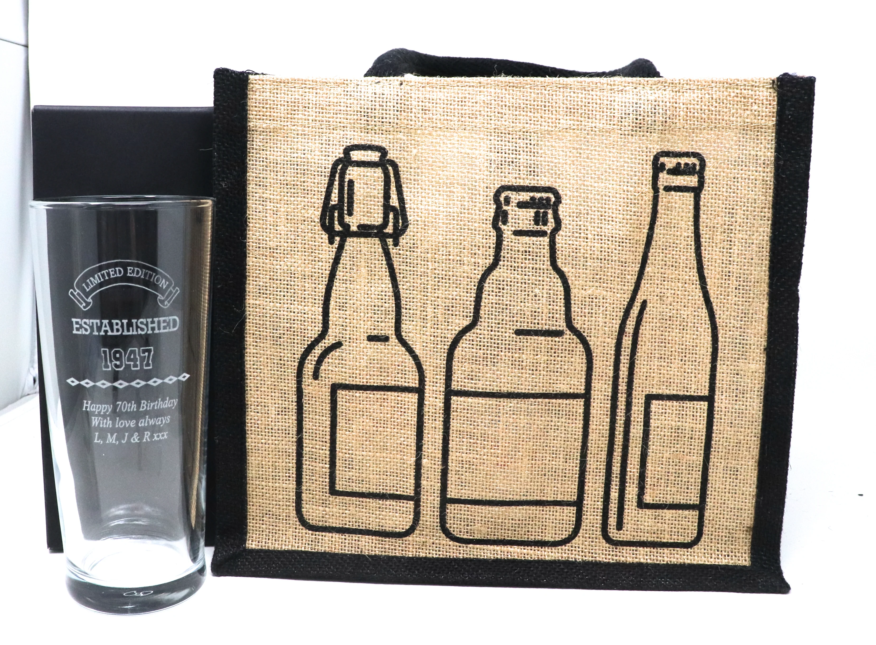 Personalised Established Birthday Pint Glass & 6 Bottles of Beer Git Set - Image 2