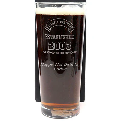 Personalised Established Birthday Pint Glass & 6 Bottles of Beer Git Set - Image 3