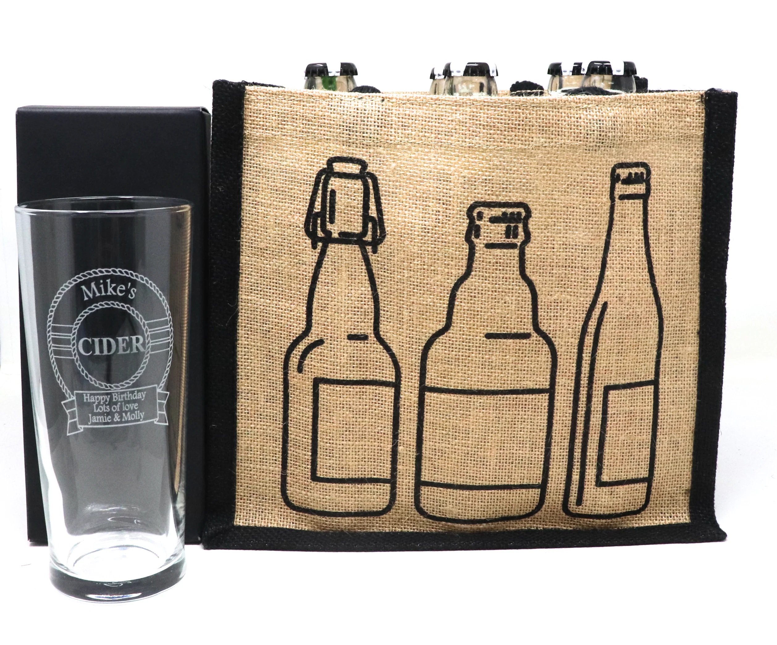 Personalised Pint Glass & 6 Bottles of Cider Gift Set - Cider Design - Image 2