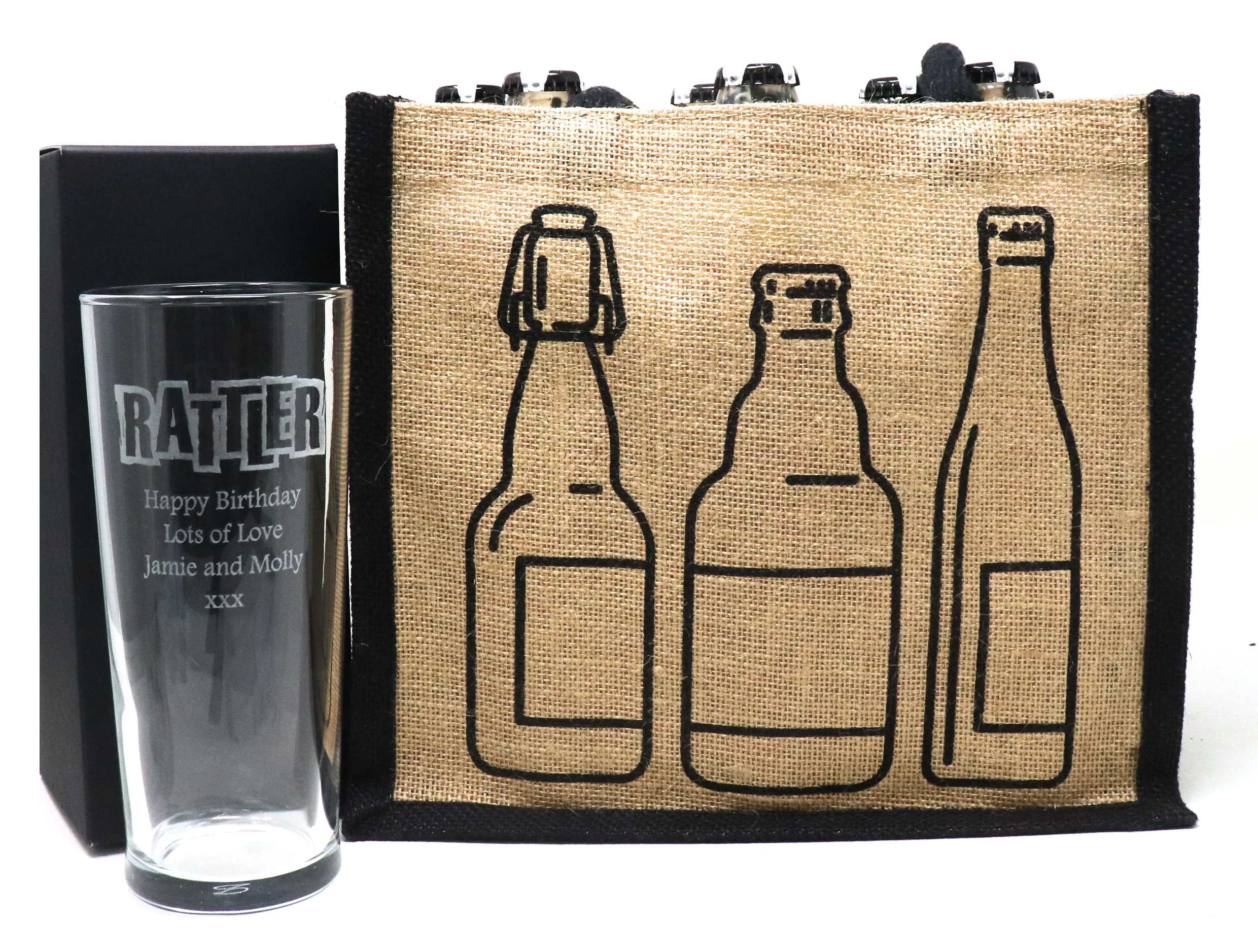 Personalised Pint Glass & 6 Bottles of Rattler Cider Gift Set - Rattler Cyder Design - Image 2