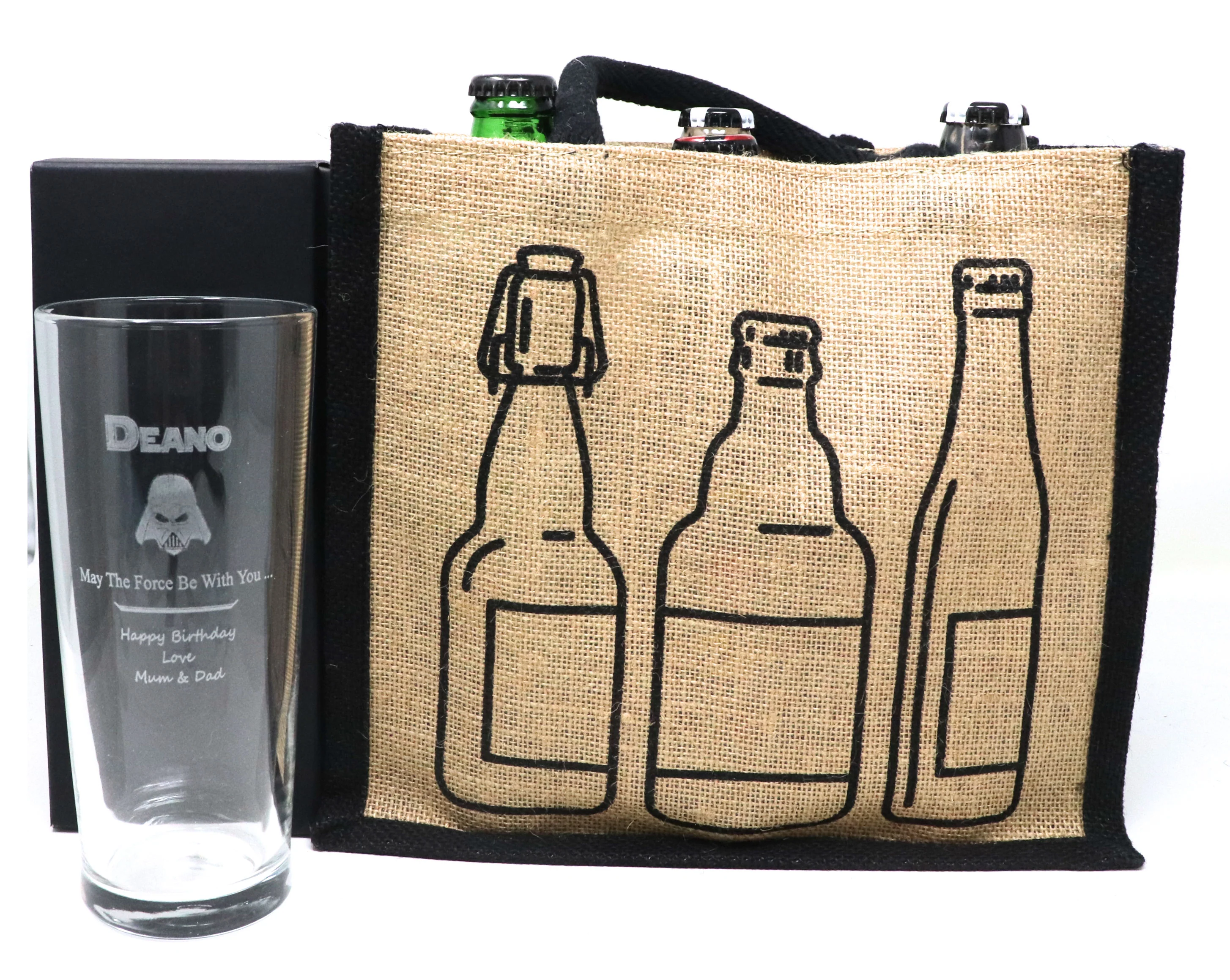 Personalised Darth Vader Pint Glass & 6 Bottles of Cider Gift Set - Image 3