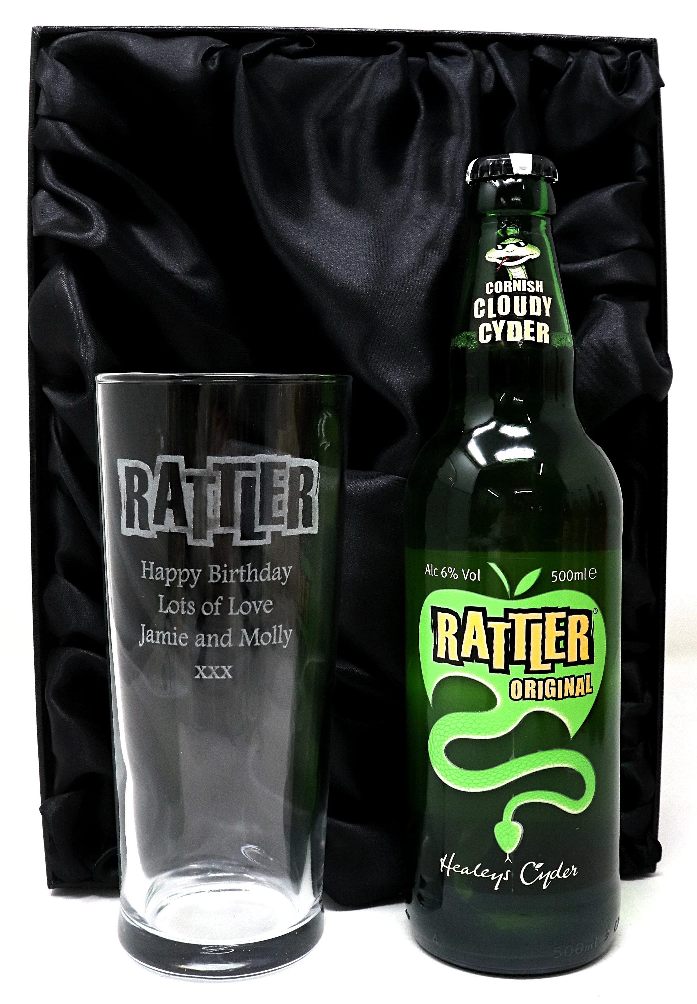 Personalised Pint Glass & Cider Gift Set - Rattler Cyder Design - Image 2