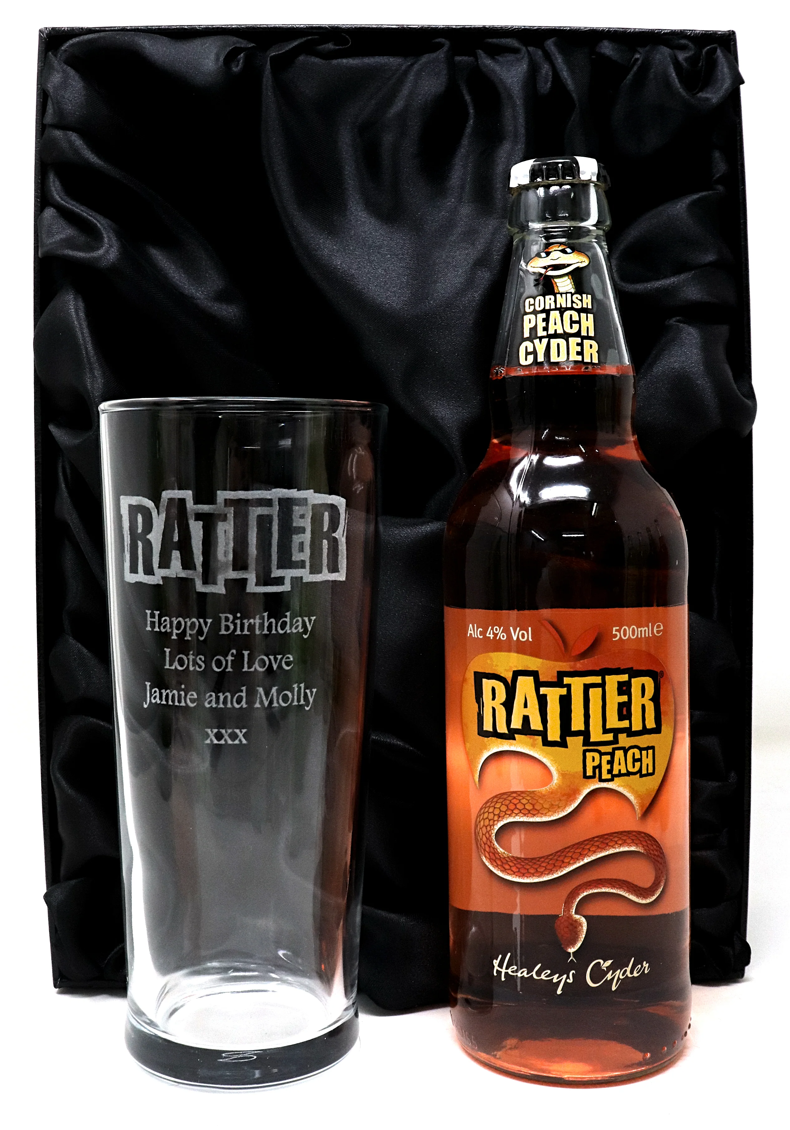 Personalised Pint Glass & Cider Gift Set - Rattler Cyder Design - Image 3