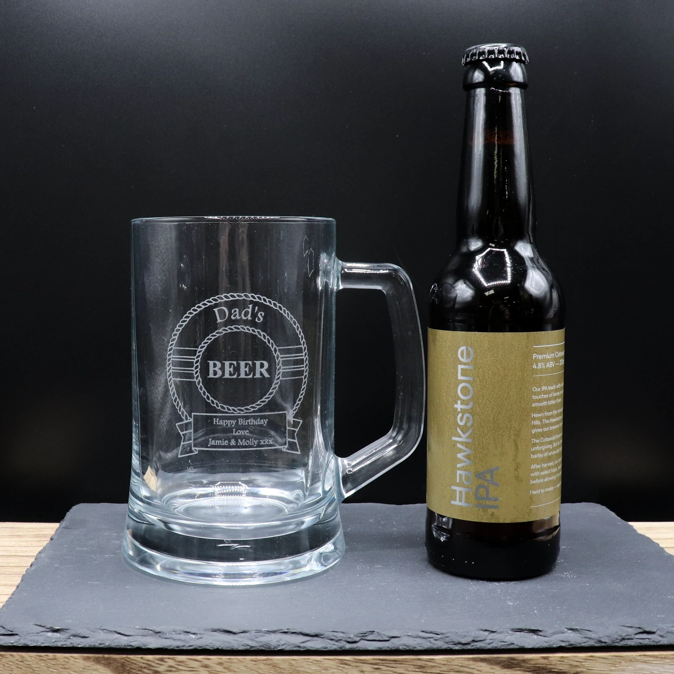 Personalised Pint Glass Tankard & Bottle of Hawkstone Beer - Beer Design - Image 4