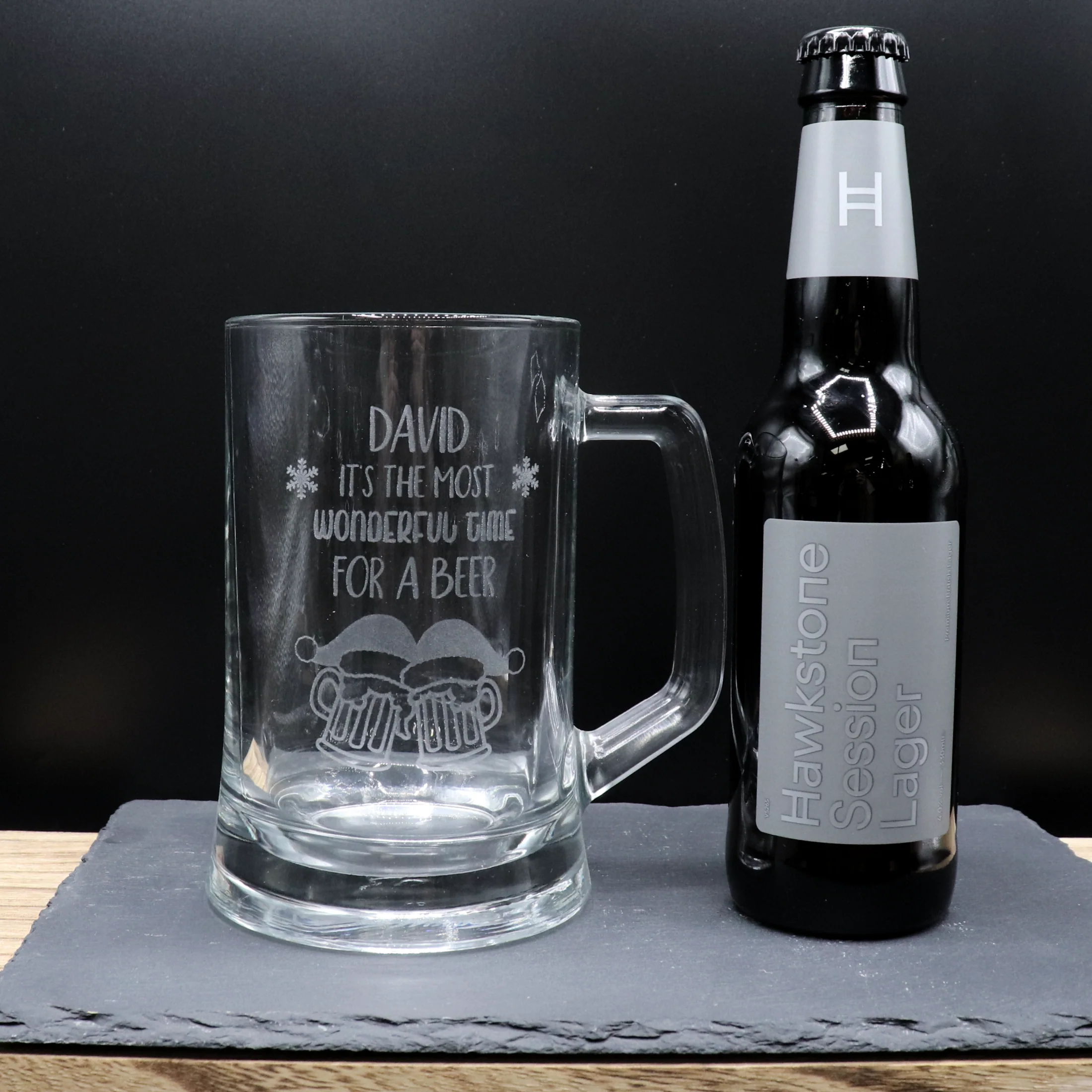 Personalised Pint Glass Tankard & Bottle of Hawkstone Beer - Christmas Beer Design - Image 3