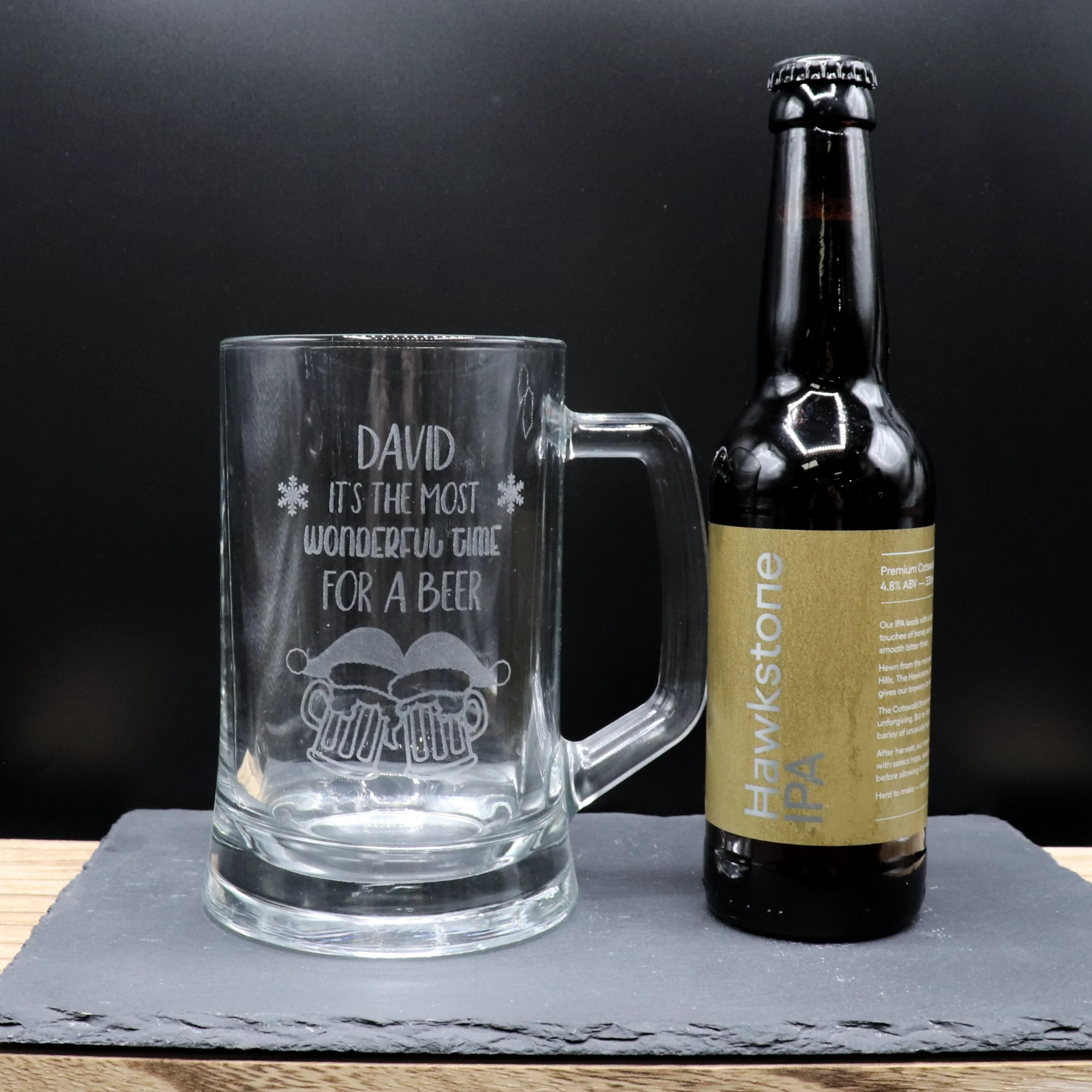 Personalised Pint Glass Tankard & Bottle of Hawkstone Beer - Christmas Beer Design - Image 4