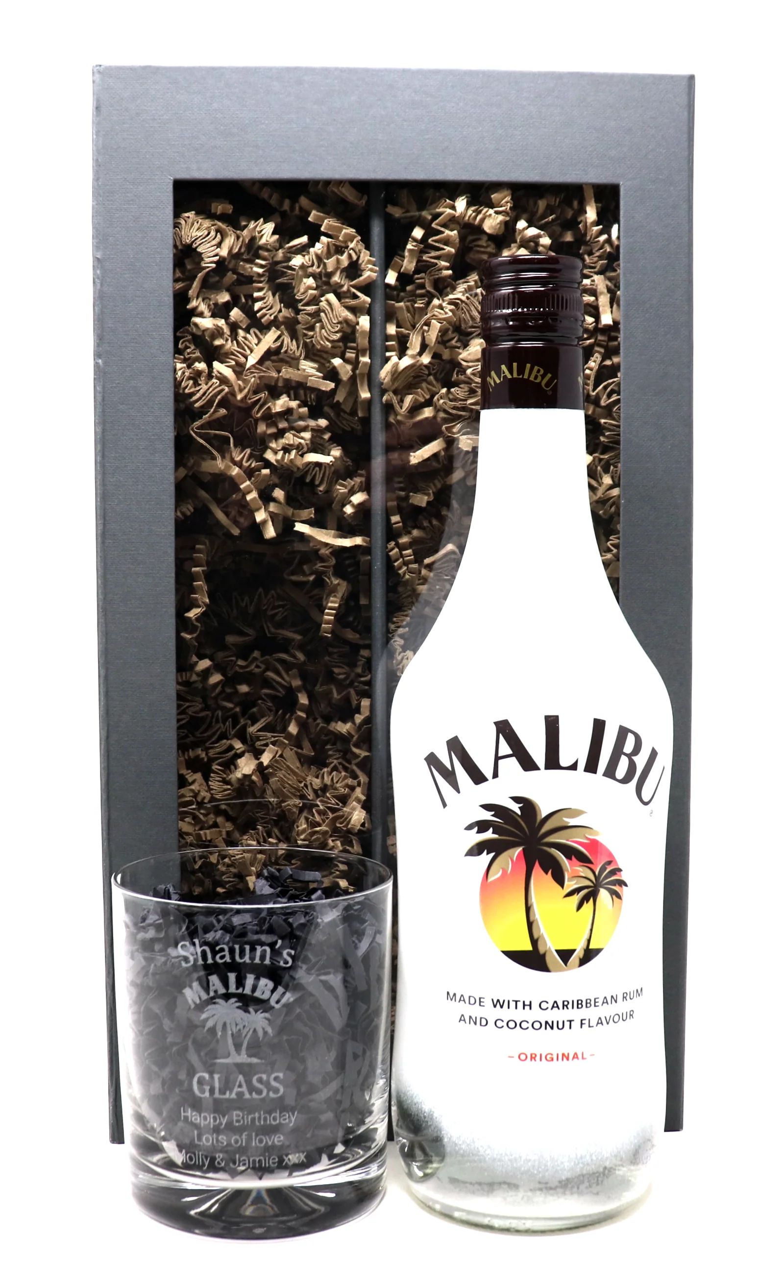 Personalised Malibu Rum Glass Tumbler & Malibu - Image 2