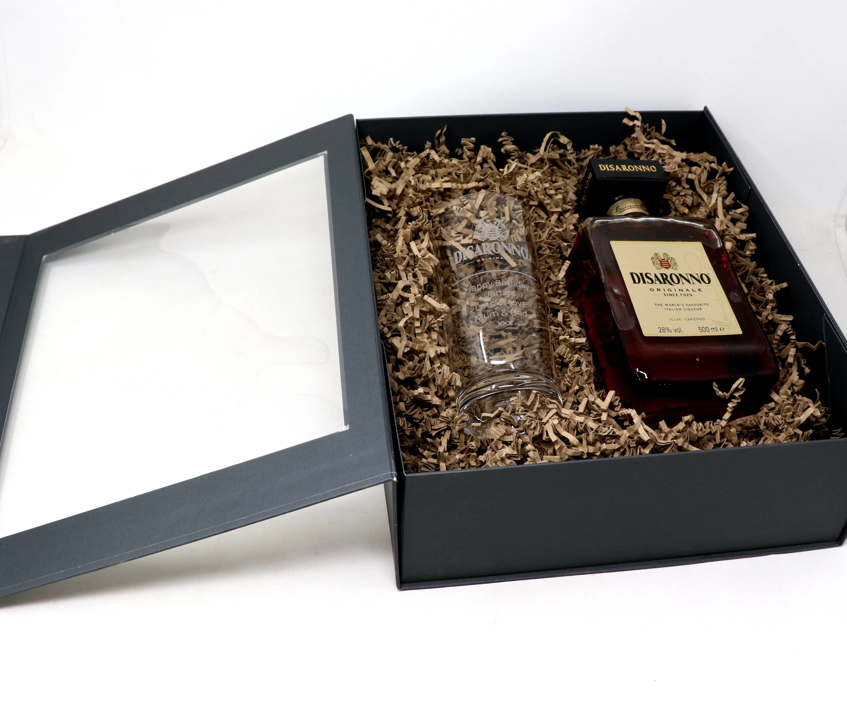 Personalised Highball Glass & Disaronno - Label Design - Image 3