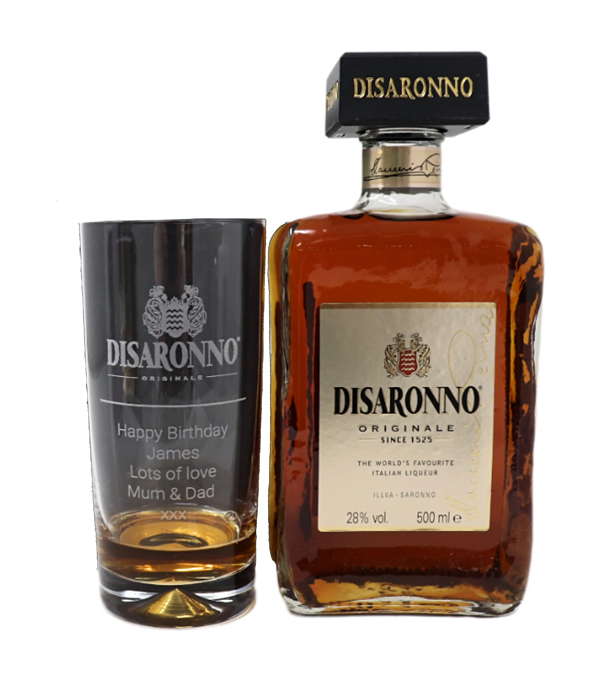 Personalised Highball Glass & Disaronno - Label Design - Image 7