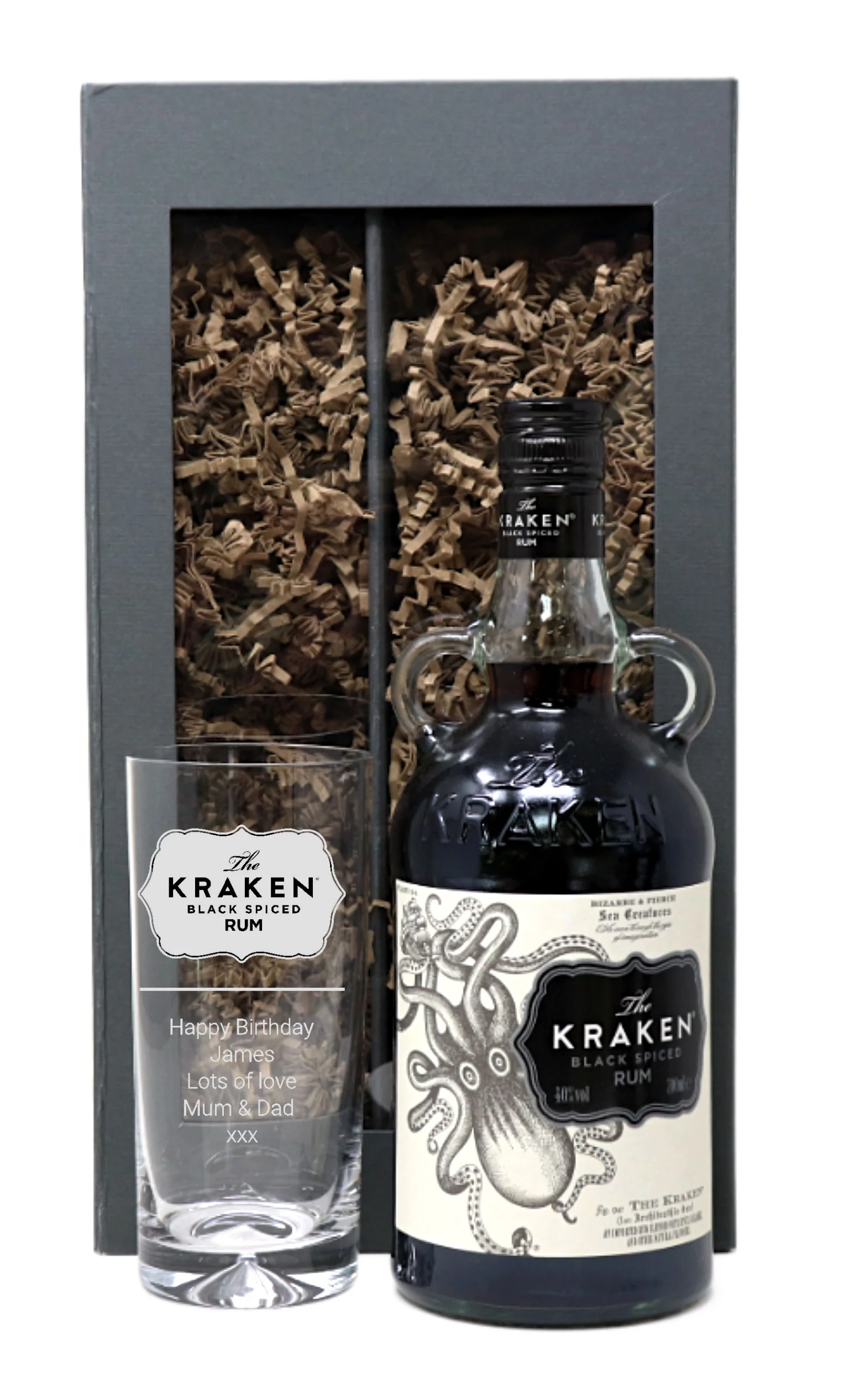 Personalised Highball Glass & 70cl Kraken Rum - Label Design - Image 2