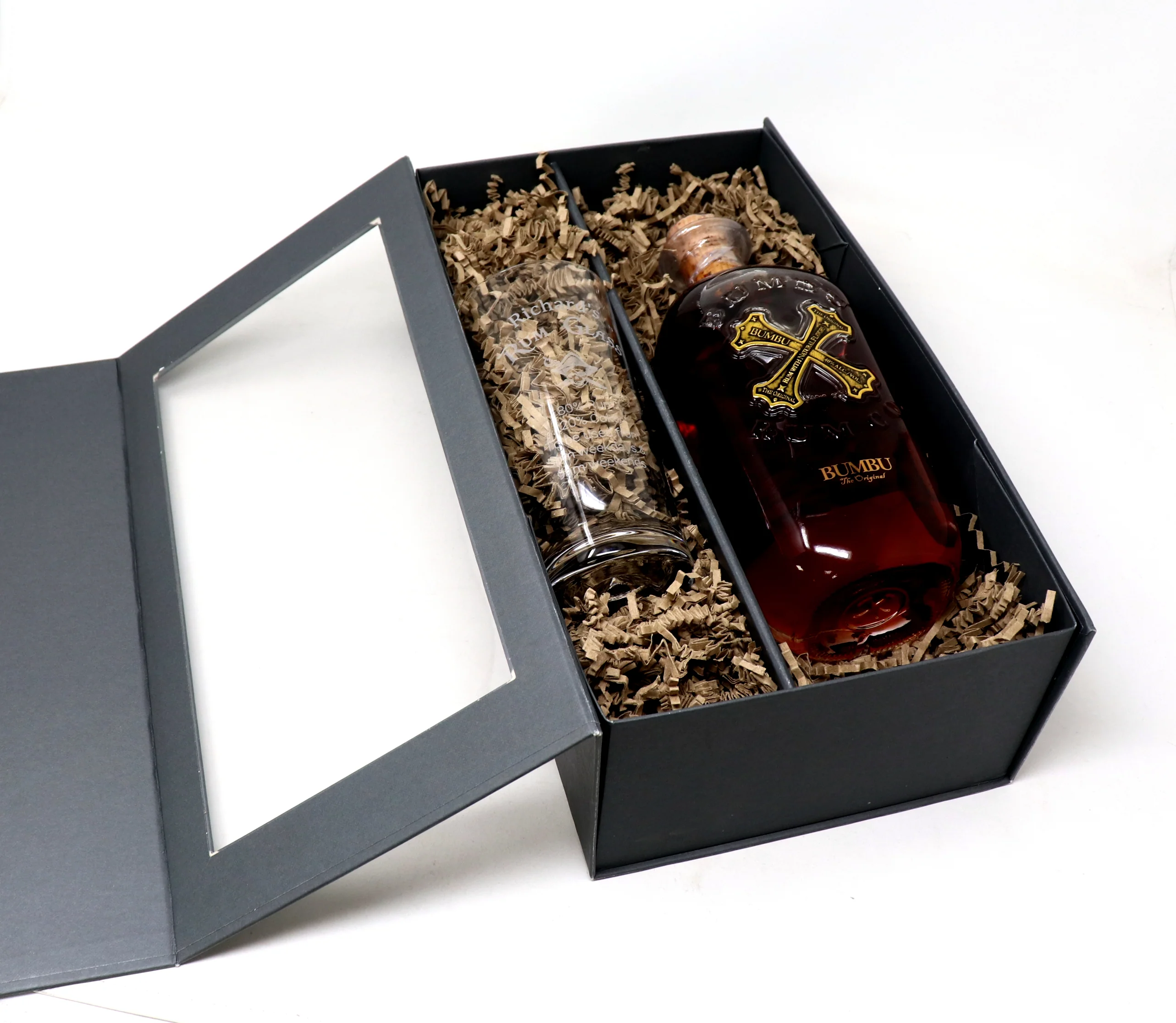 Personalised Highball Glass & 70cl Bumbu - Rum % Design - Image 3
