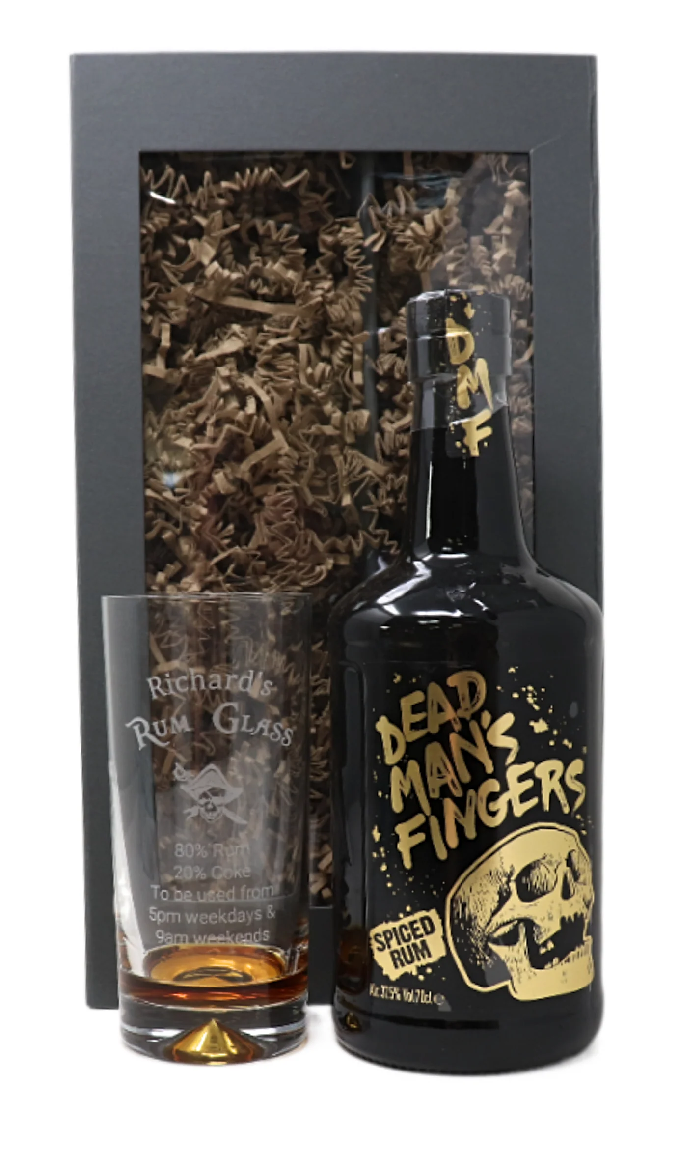 Personalised Highball Glass & 70cl Dead Man's Fingers Spiced - Rum % Design - Image 2