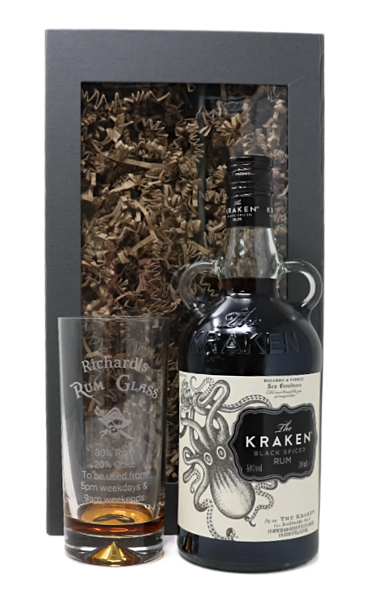 Personalised Highball Glass & 70cl Kraken Black Spiced - Rum % Design - Image 2