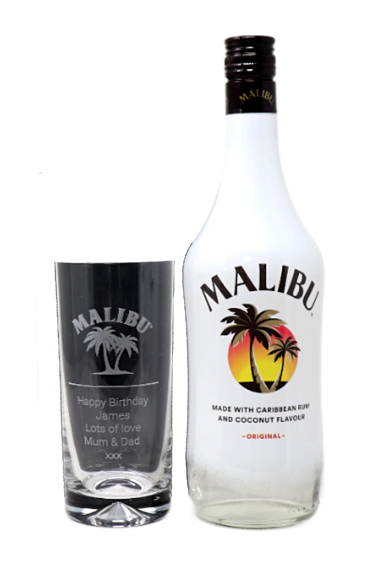 Personalised Highball Glass & Malibu - Label Design - Image 5