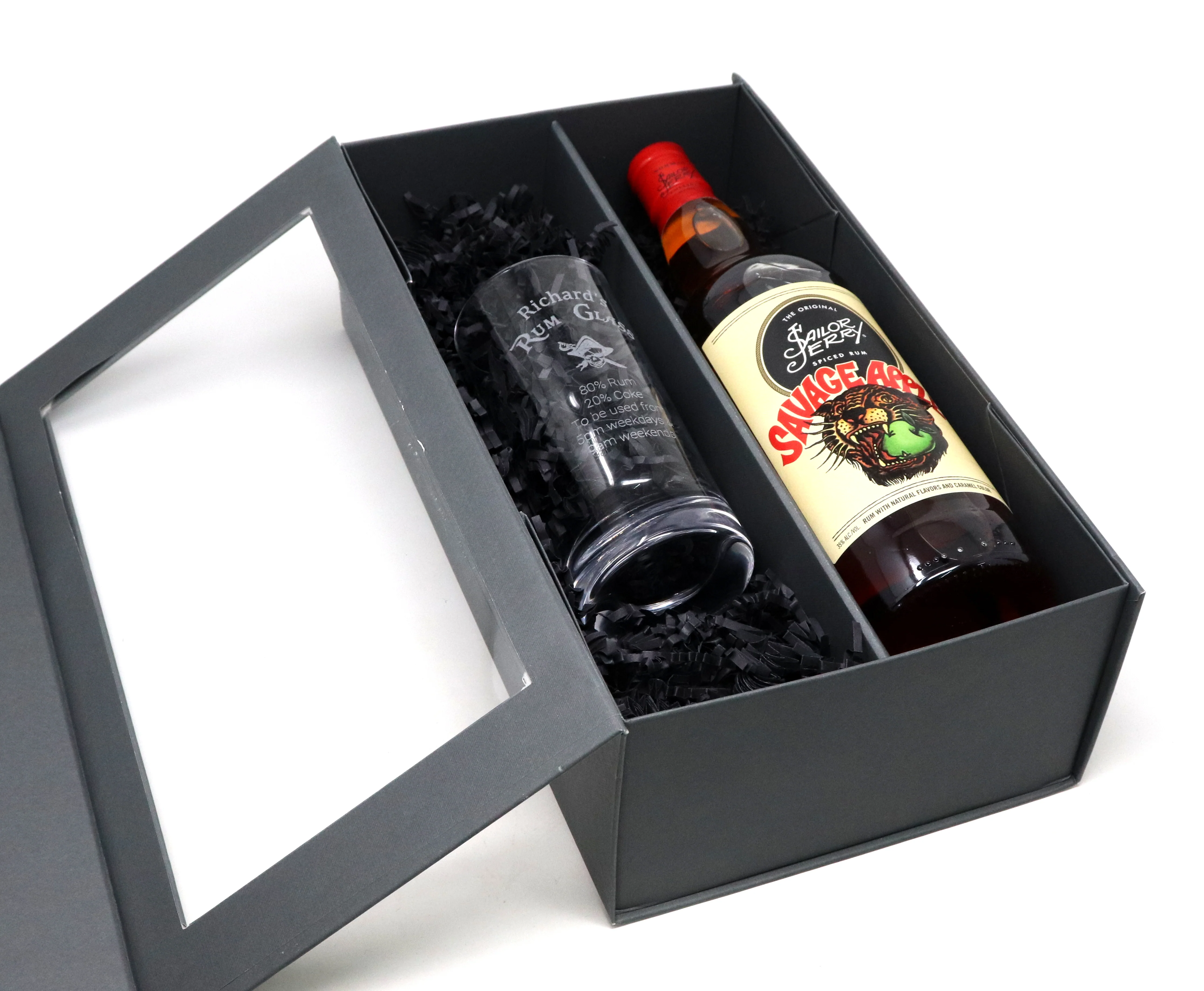 Personalised Highball Glass & 75cl Sailor Jerry Savage Apple - Rum % Design - Image 3