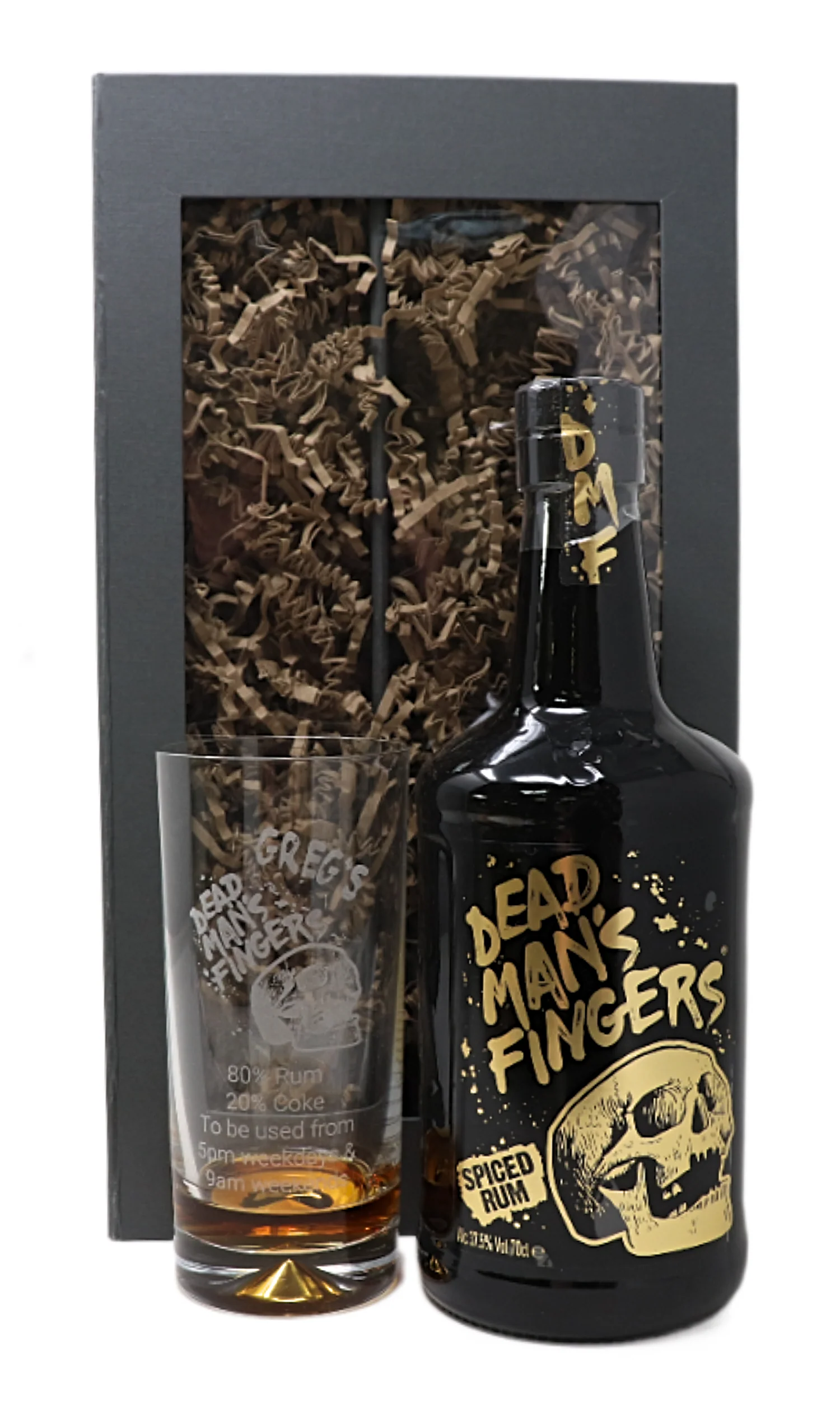 Personalised Dead Man's Fingers Rum Highball Glass & 70cl Bottle of Rum Gift Set - Image 2