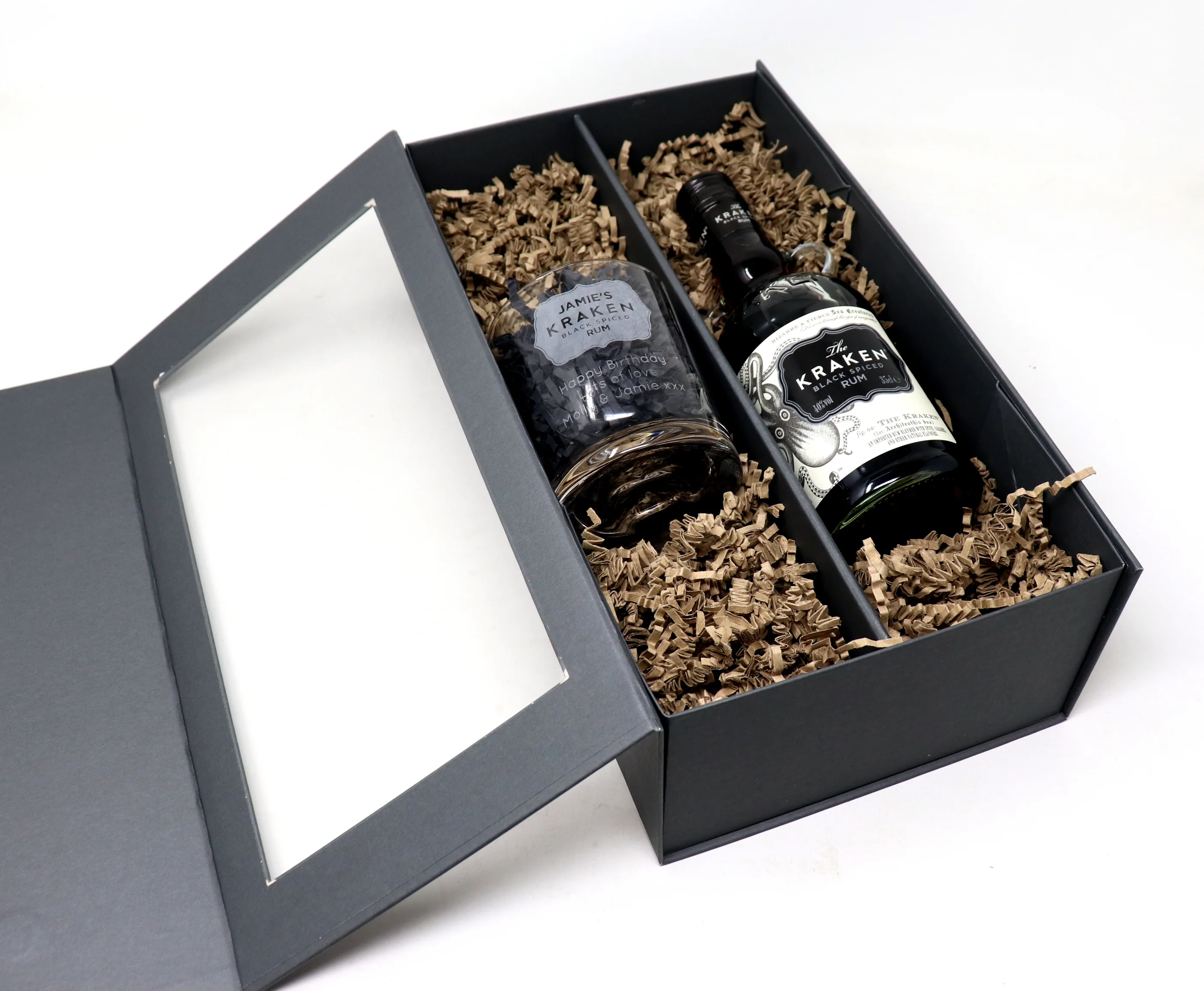 Personalised Glass Tumbler & 35cl Rum - Kraken Label Design - Image 4