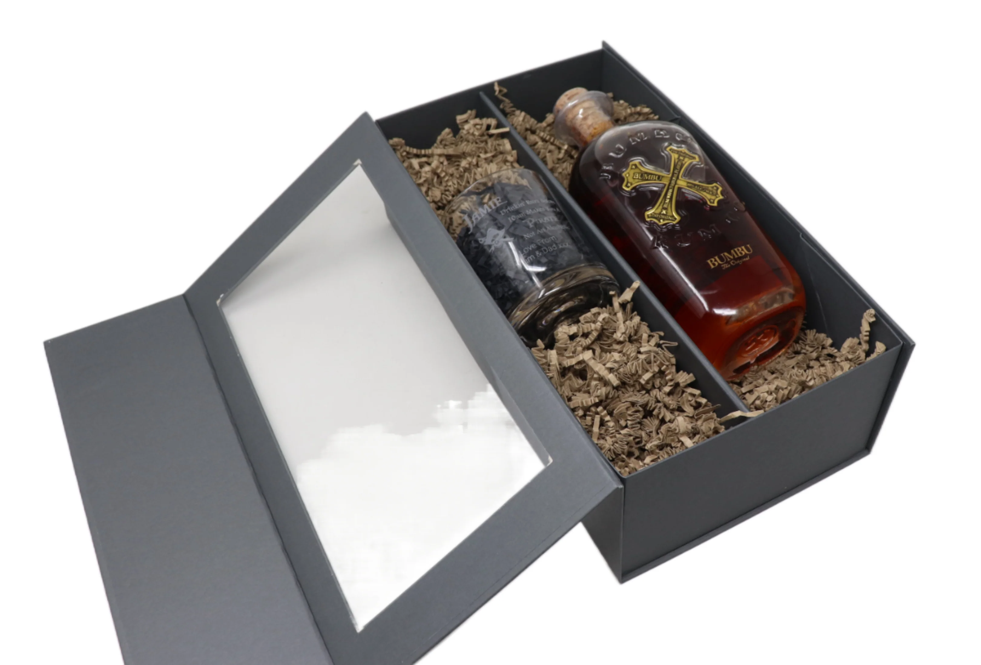 Personalised Glass Tumbler & 70cl Bumbu - Pirate Rum Design - Image 3