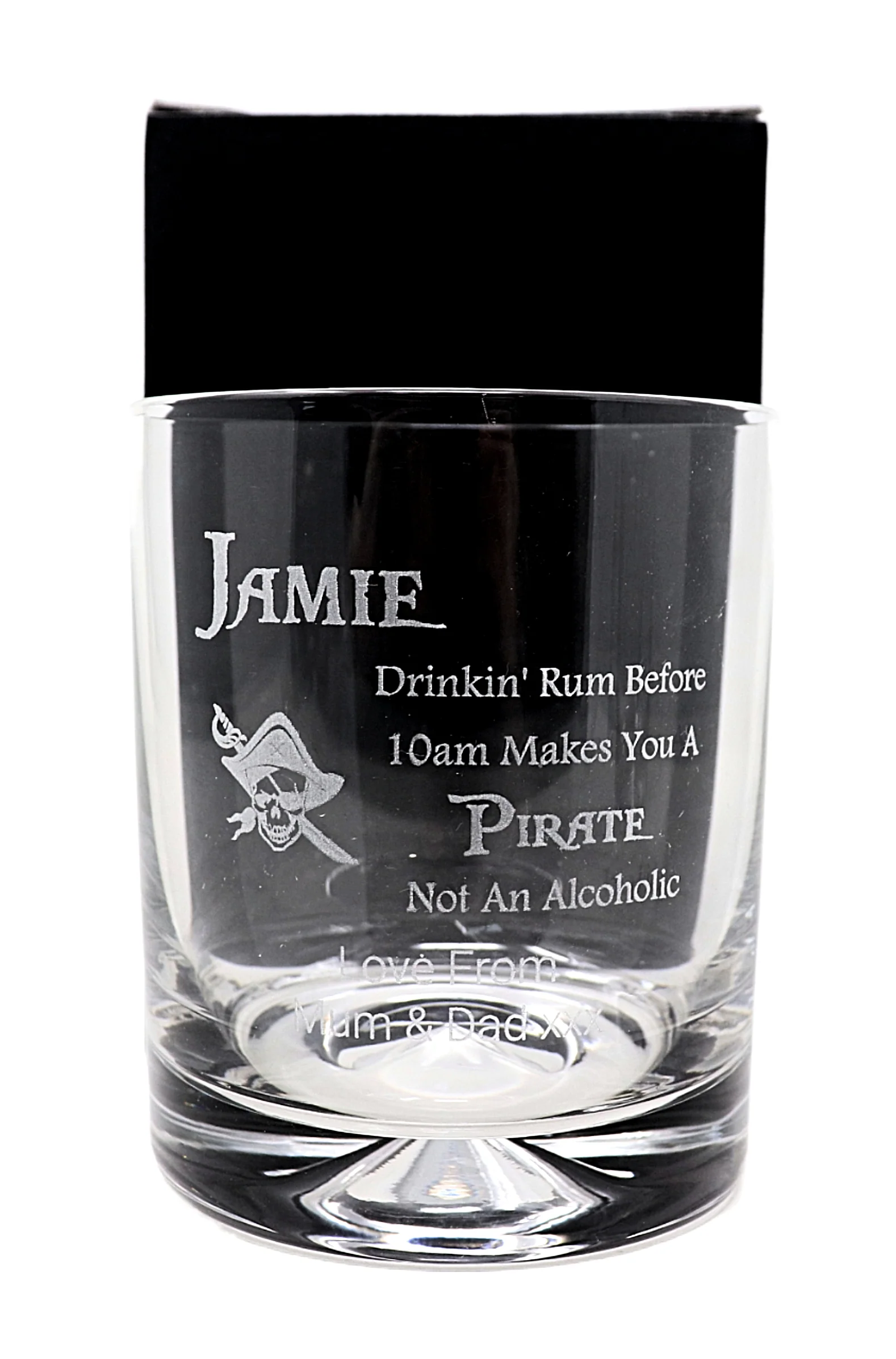 Personalised Glass Tumbler & 70cl Bumbu - Pirate Rum Design - Image 4