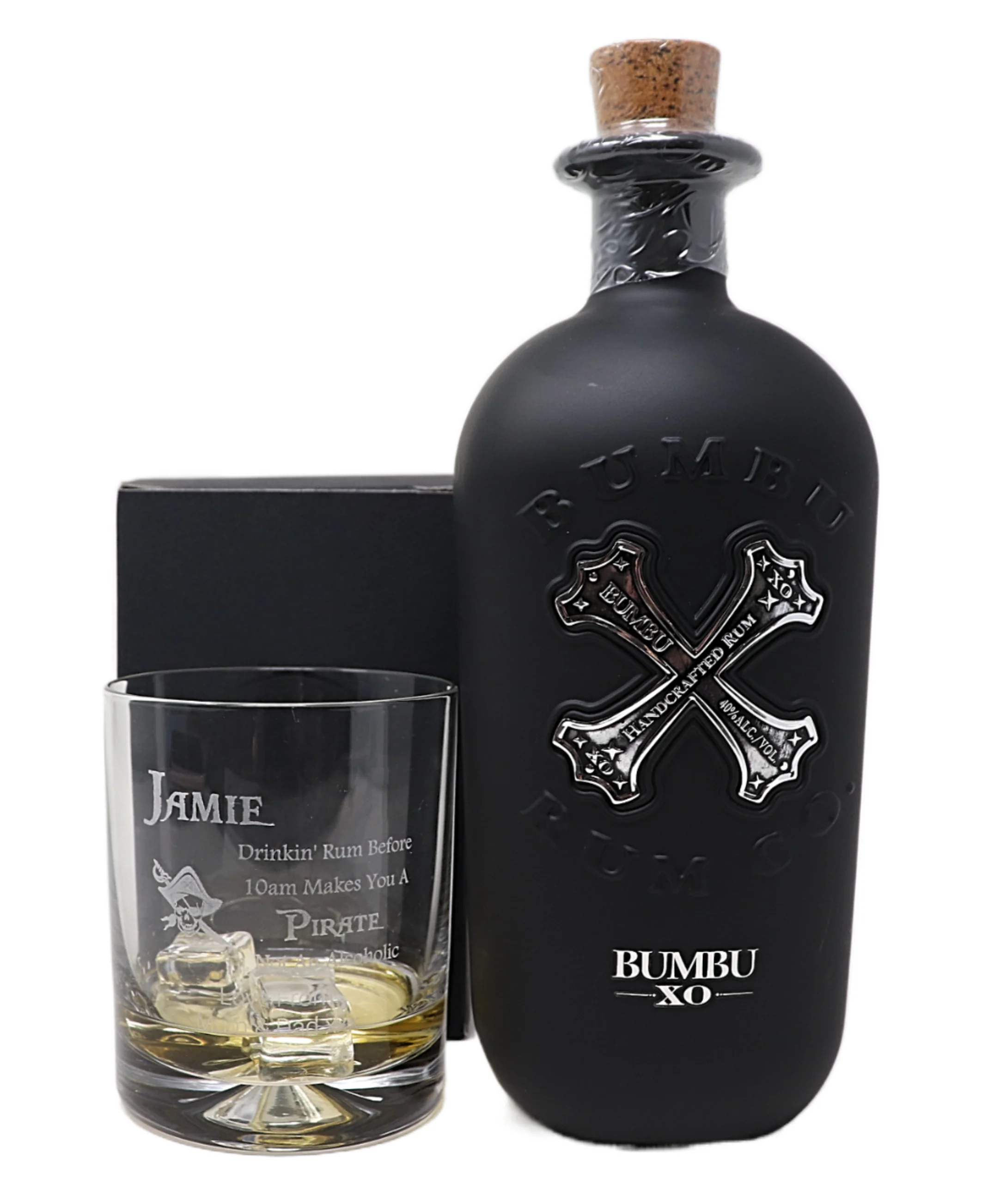 Personalised Glass Tumbler & 70cl Bumbu - Pirate Rum Design - Image 5