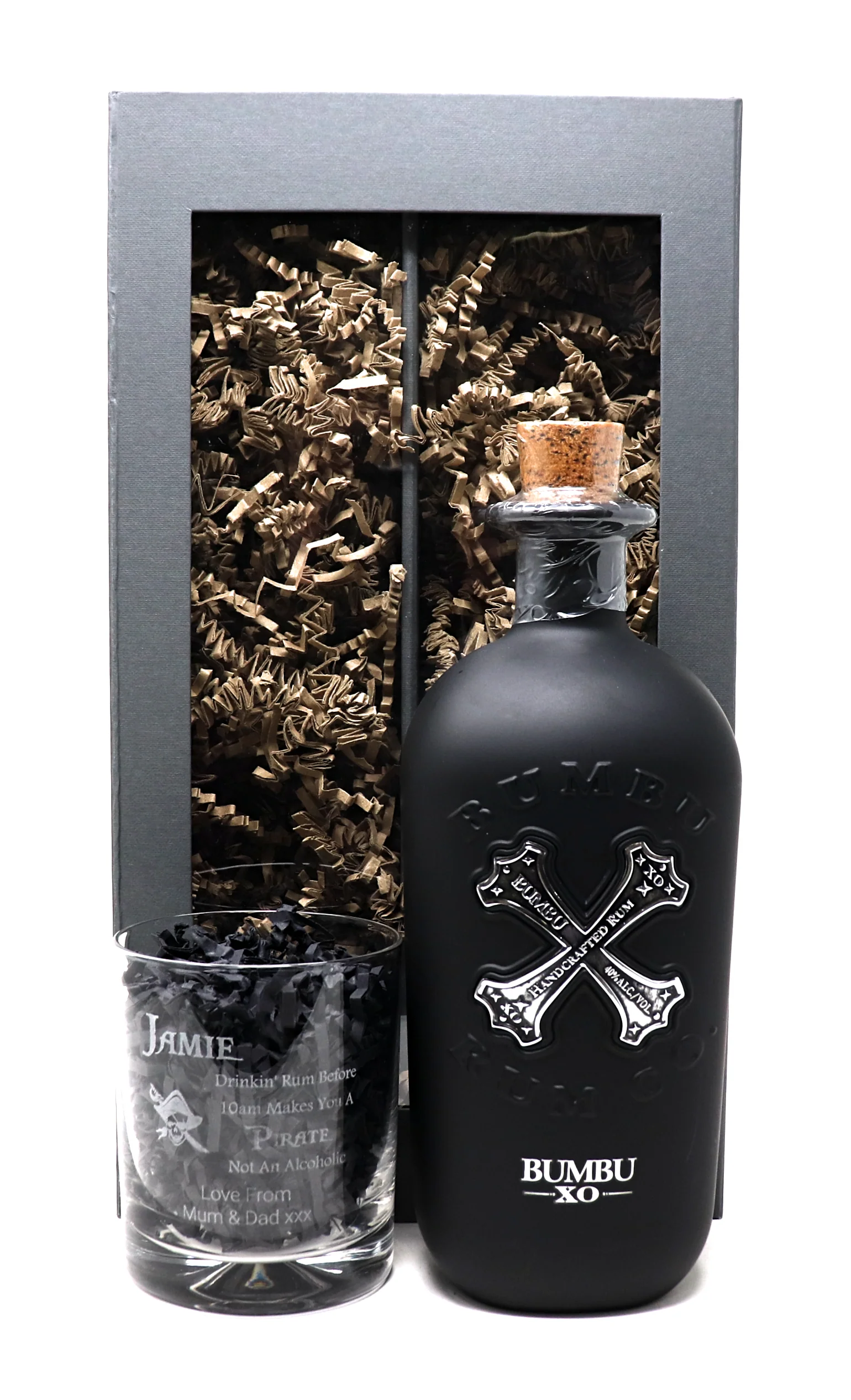 Personalised Glass Tumbler & 70cl Bumbu - Pirate Rum Design - Image 6